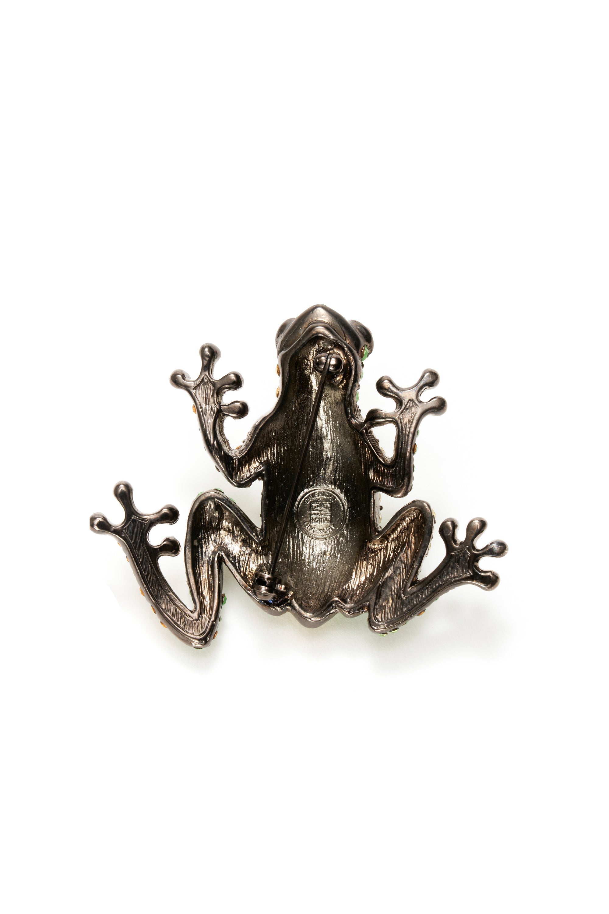 Givenchy Crystal and Metal Frog Brooch