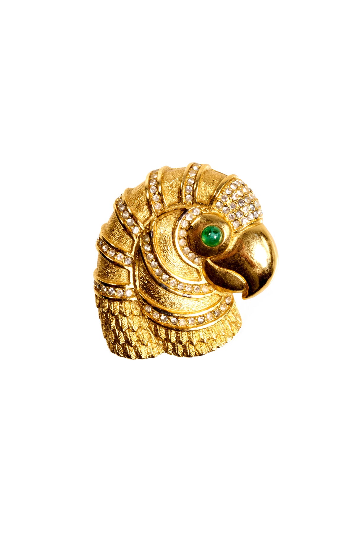 Christian Dior Gold Parrot Brooch Green Eye