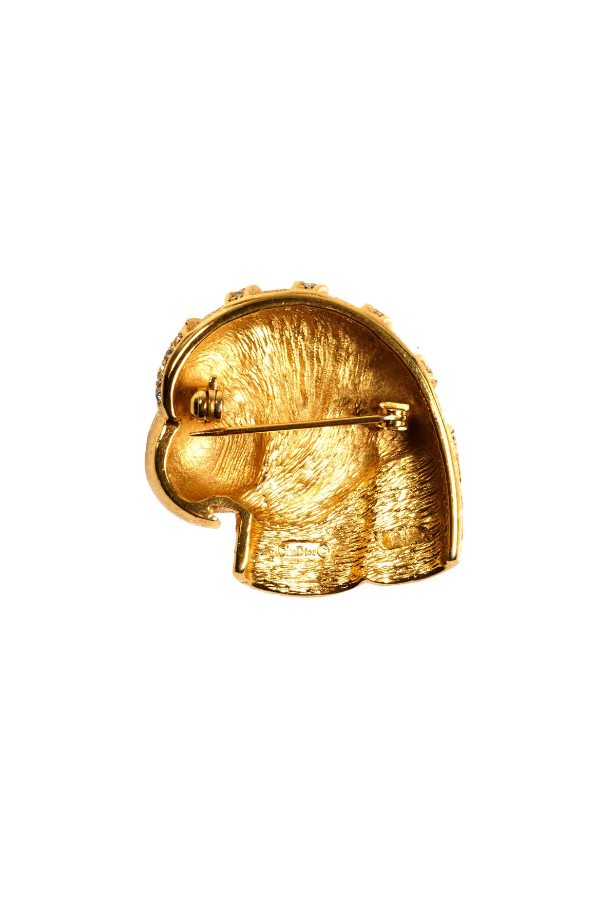 Christian Dior Gold Parrot Brooch Green Eye