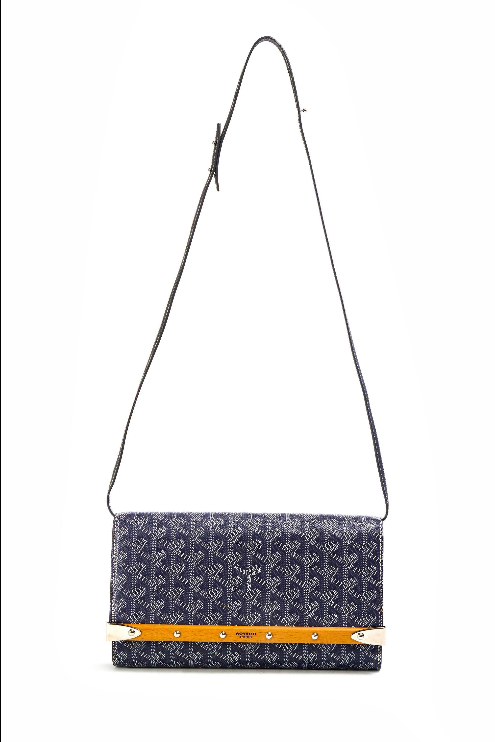 Goyard Grey Goyardine Monte Carlo Bois Strap Purse