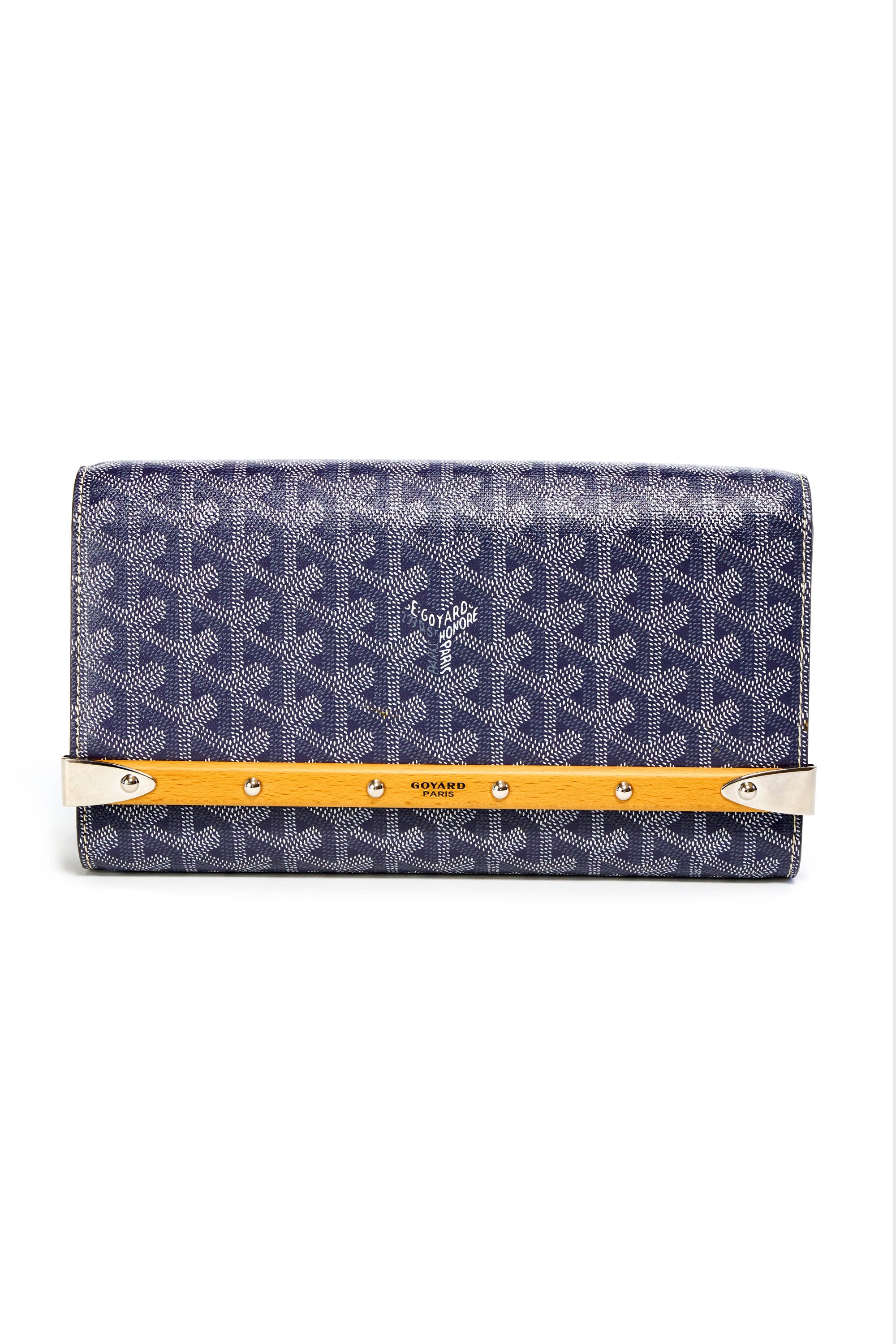 Goyard Grey Goyardine Monte Carlo Bois Strap Purse