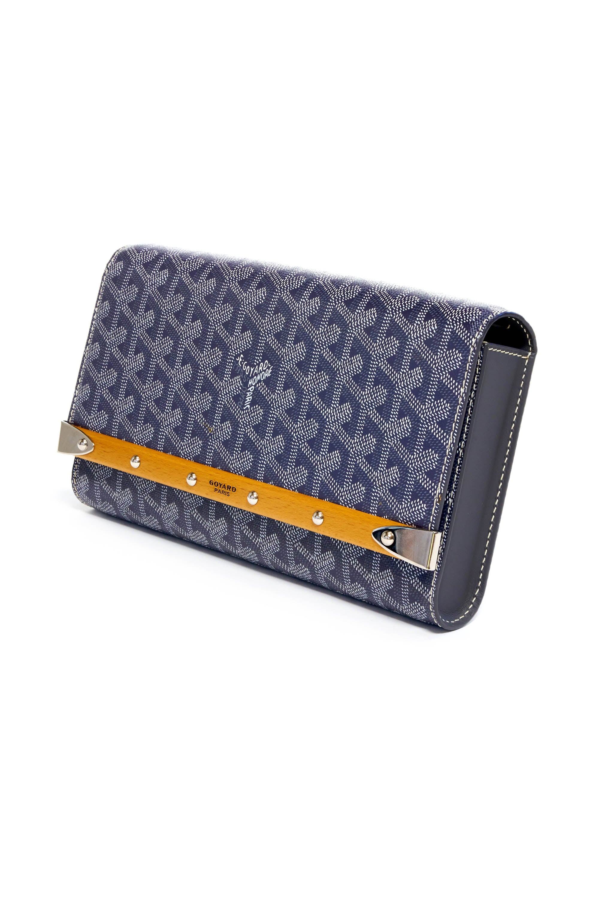 Goyard Grey Goyardine Monte Carlo Bois Strap Purse