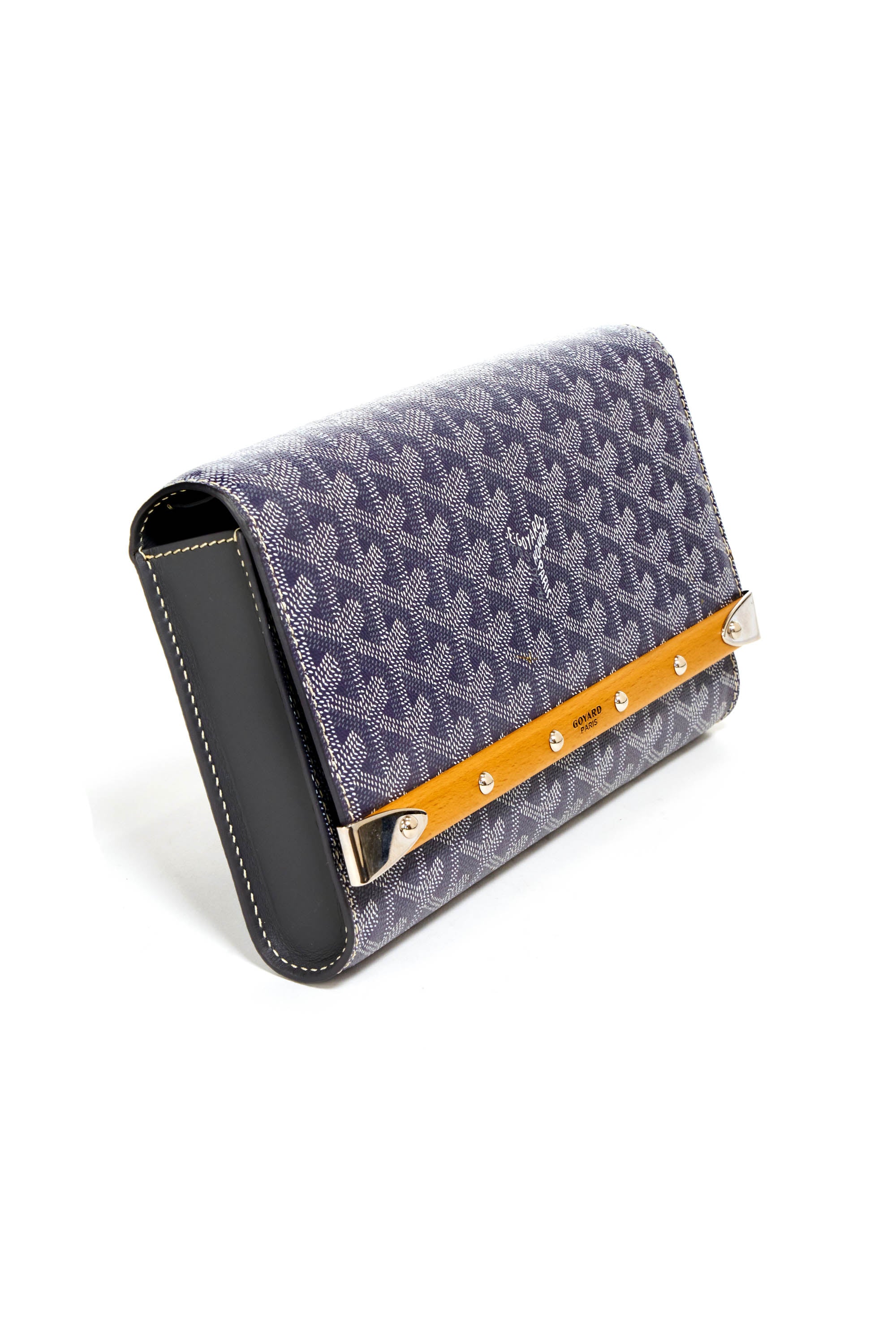 Goyard Grey Goyardine Monte Carlo Bois Strap Purse