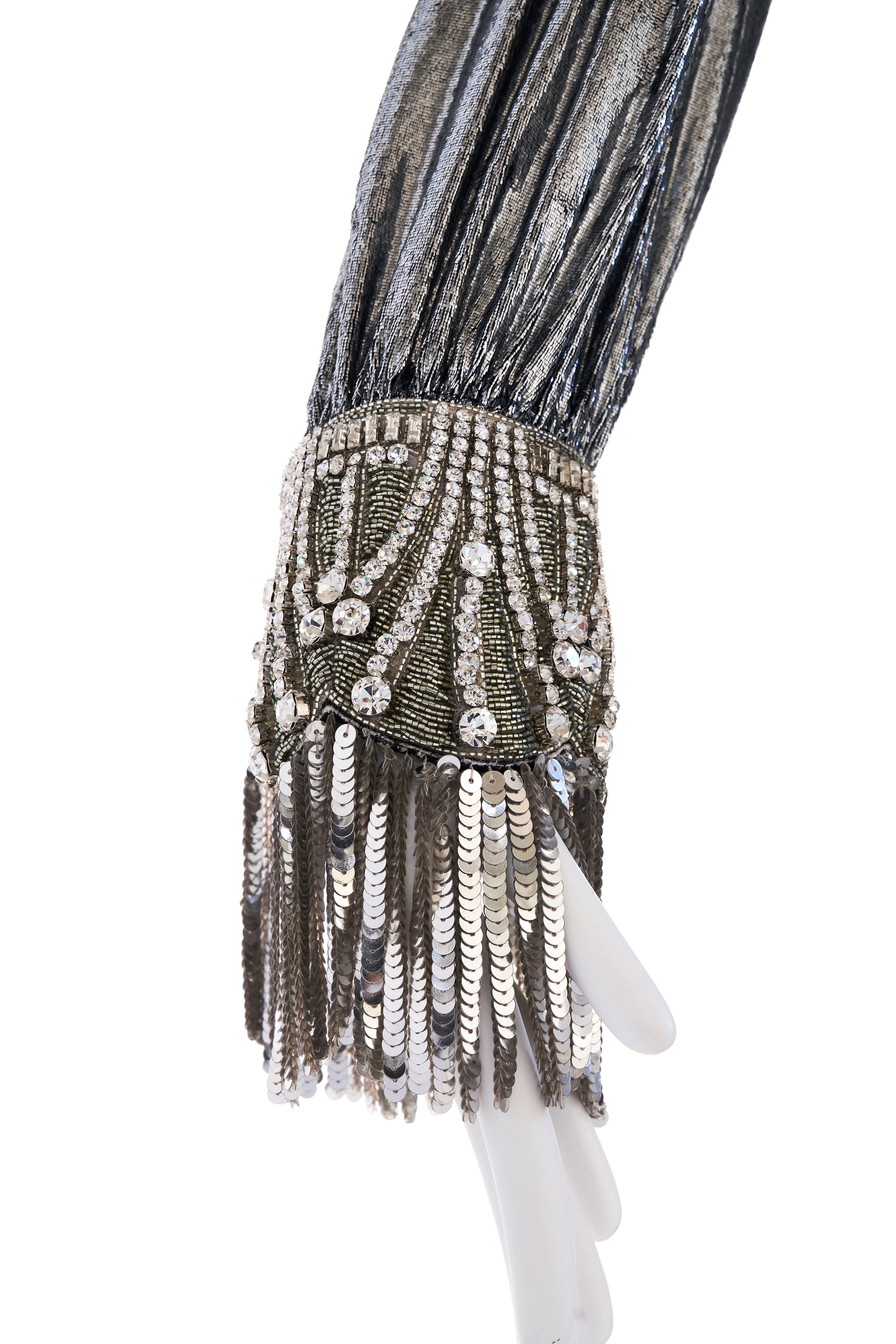 Gucci Silver Panne Velvet Braided Gown Dress by Alessandro Gucci Silver Panne Velvet Braided Gown Dress by Alessandro
