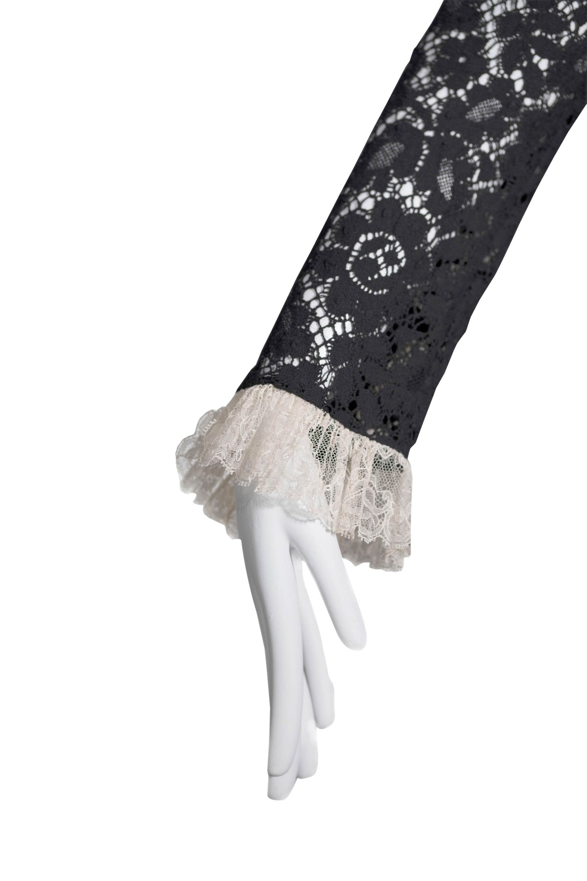 Gucci Black Lace Long Sleeve Beaded Dress Size 44/8
