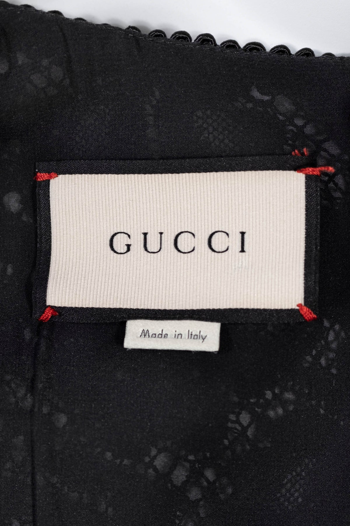Gucci Black Lace Long Sleeve Beaded Dress Size 44/8
