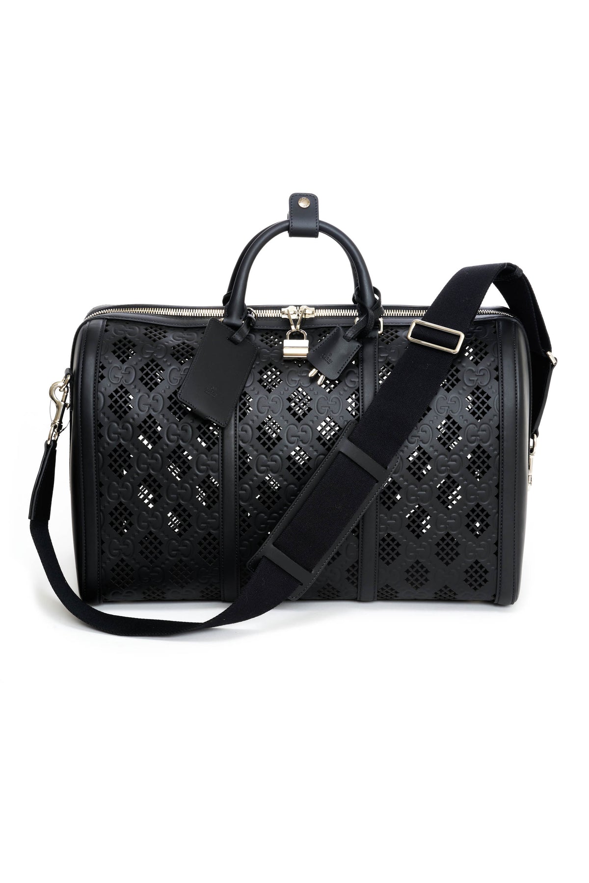 Gucci Large Black Perforated Logo Duffle Bag 18
