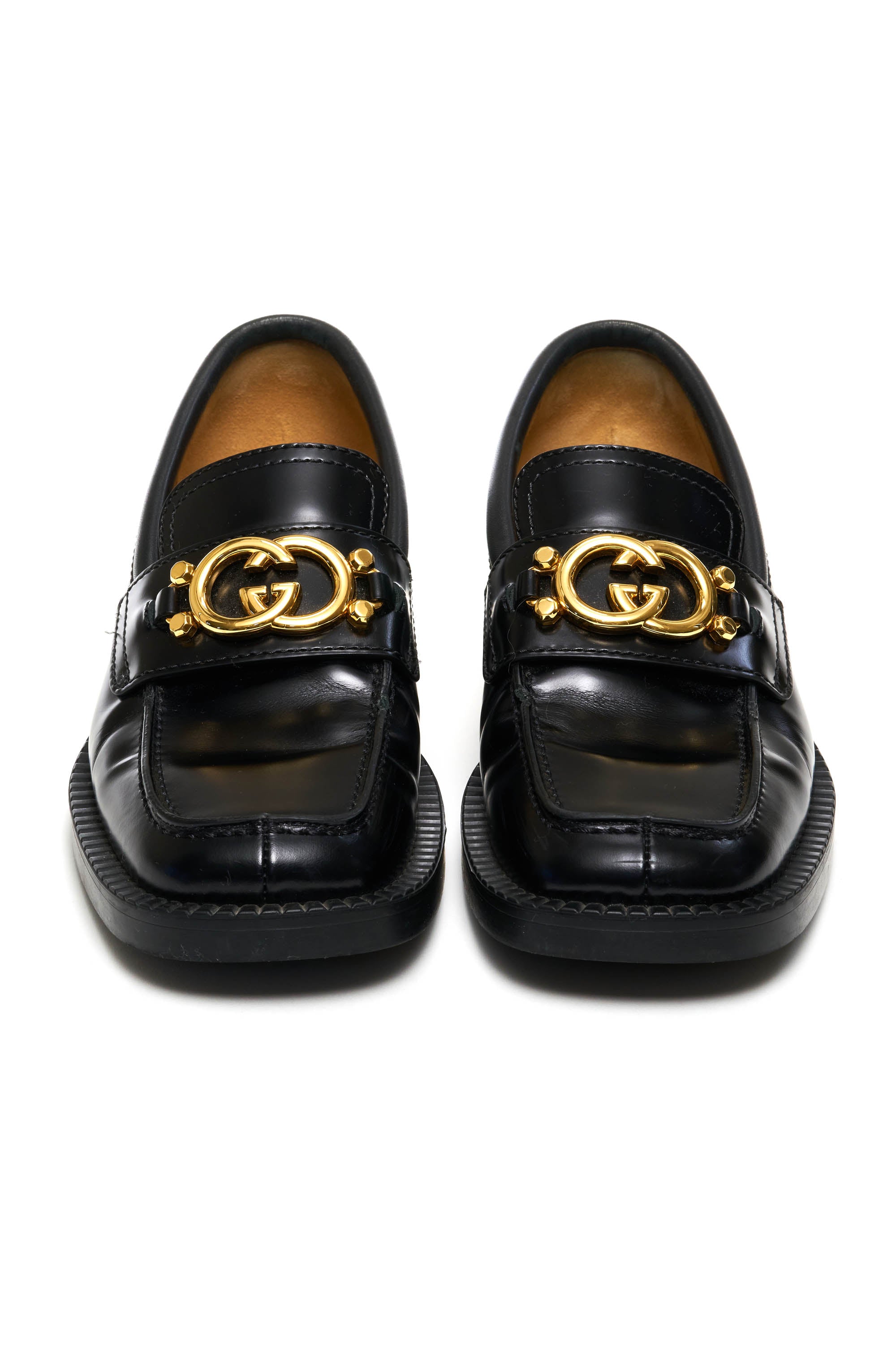 Gucci Black Square Toe Loafer With GG Hardware Size 39.5