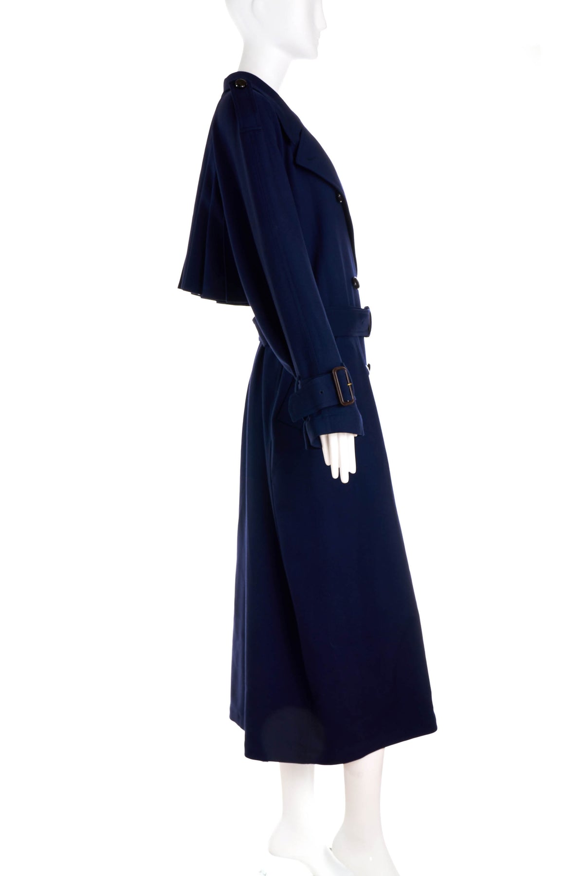 Gucci Navy Blue Midi Length Belted Trench Coat Size 40