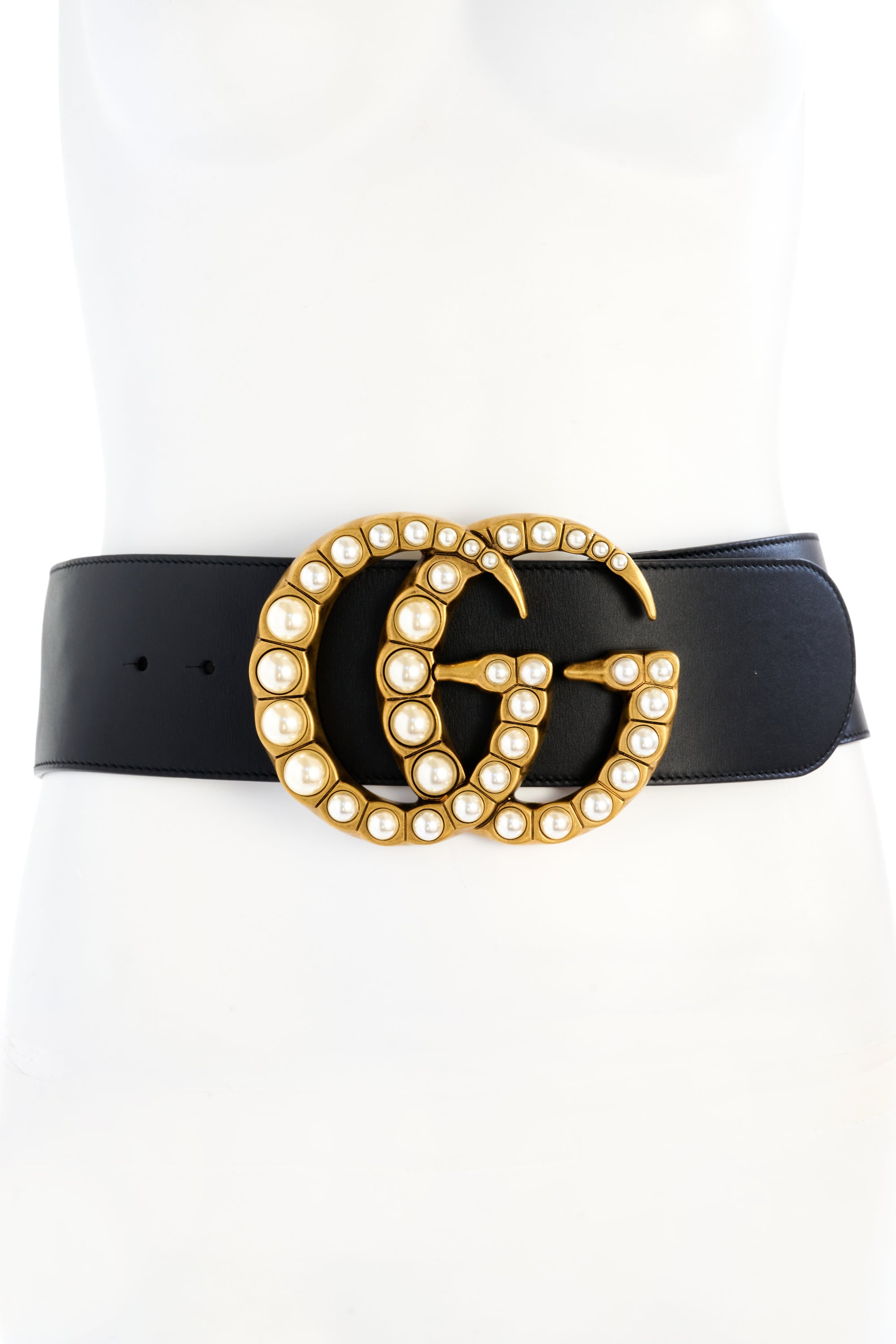 Gucci XXL Waist Belt with Pearl Detail 80cm Foxy Couture Carmel