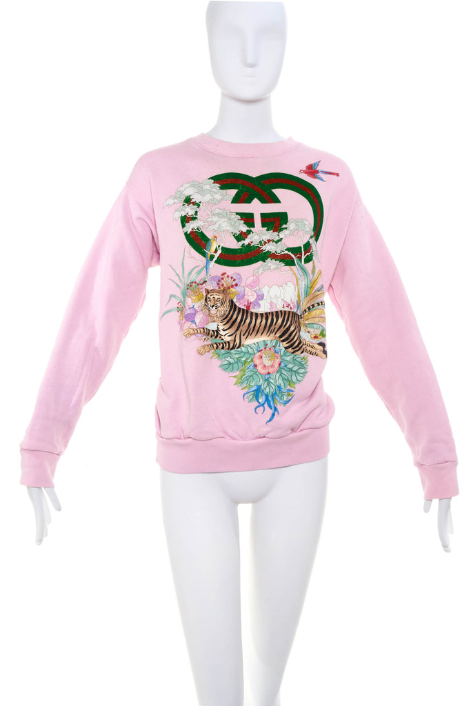Gucci Pink Oversized Tiger Print Sweater - Foxy Couture Carmel