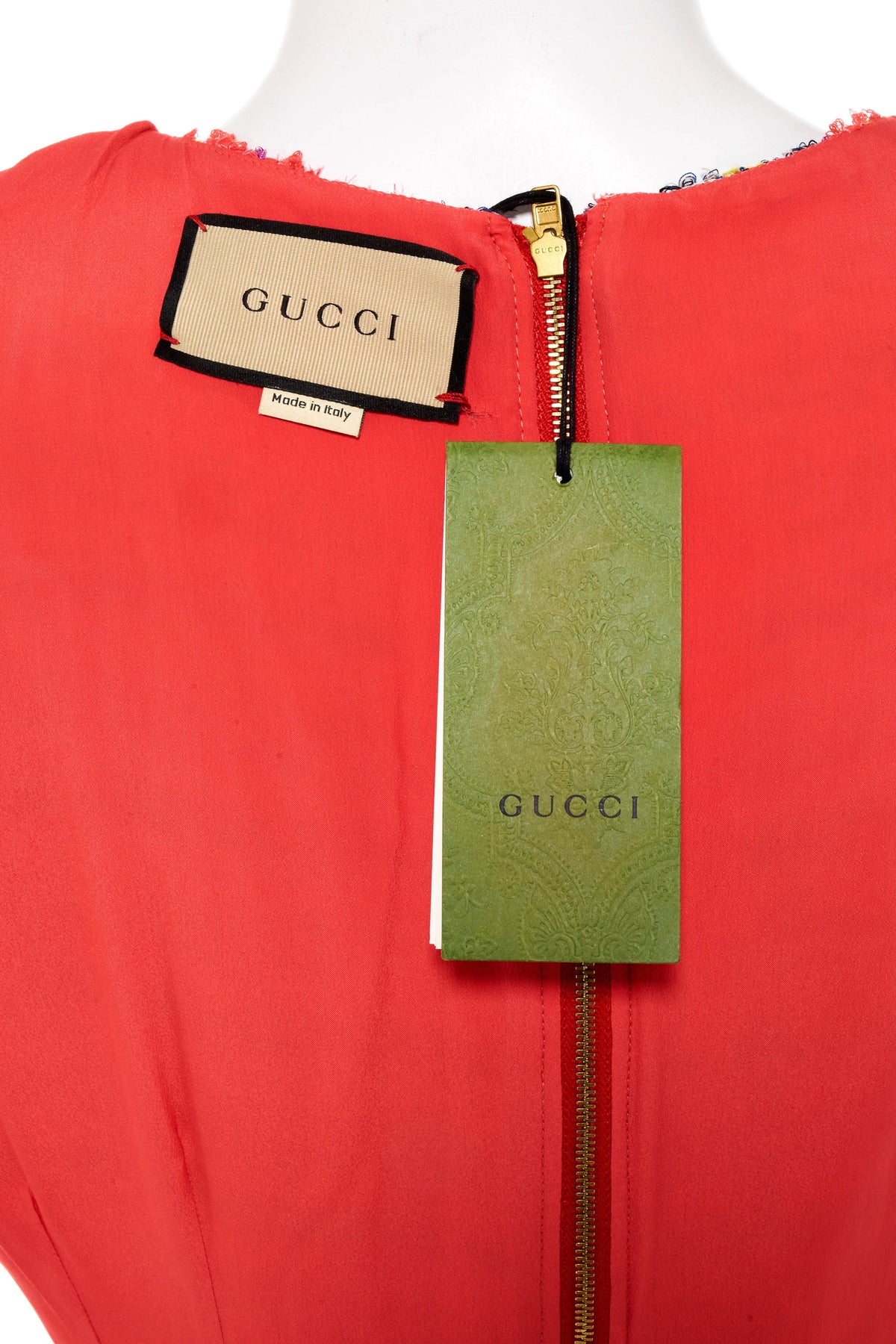 Gucci Pink Neon Tweed Mini Dress Gold Buttons Size 42/6