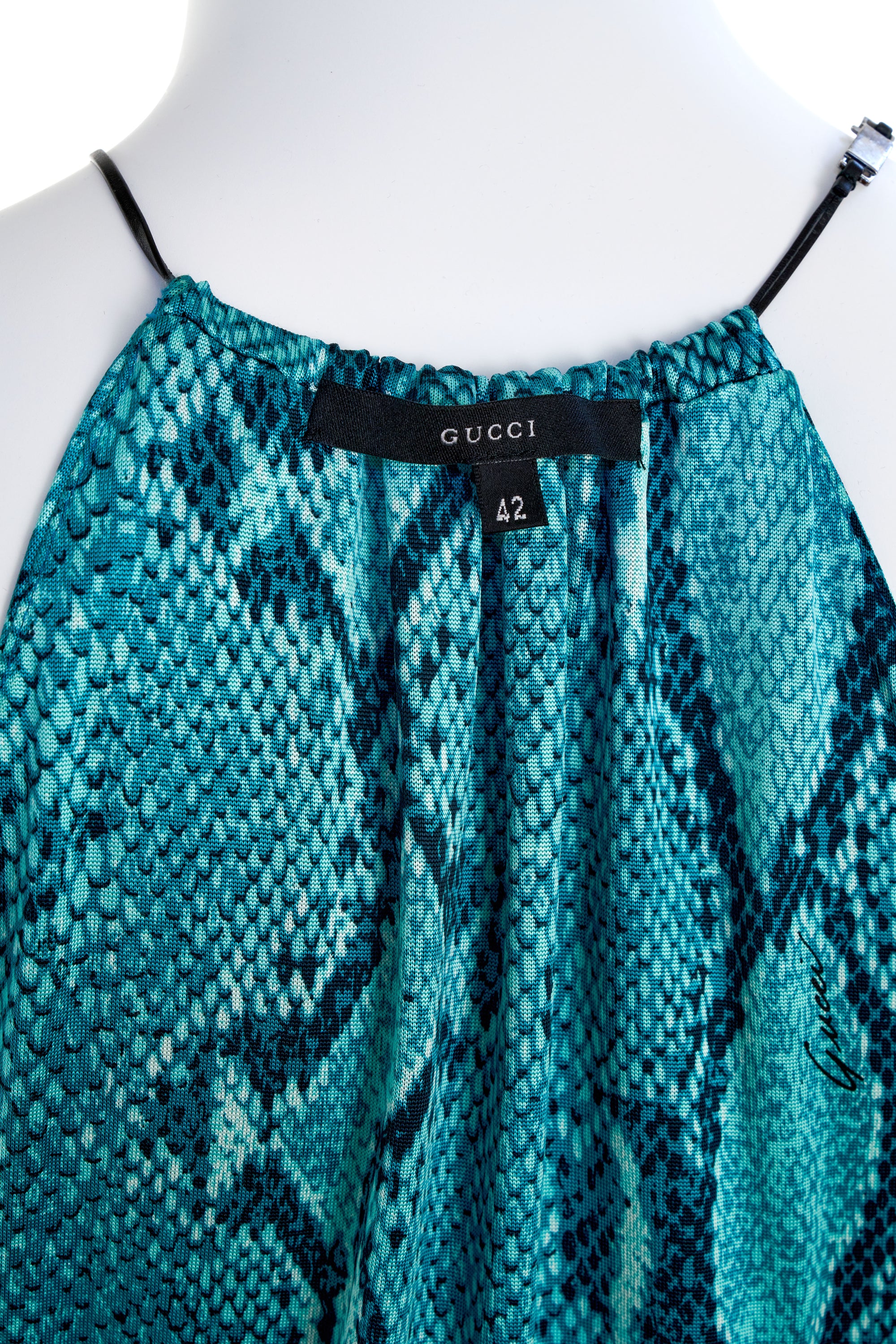 Gucci Blue Snakeskin Jersey Dress Size 42/6