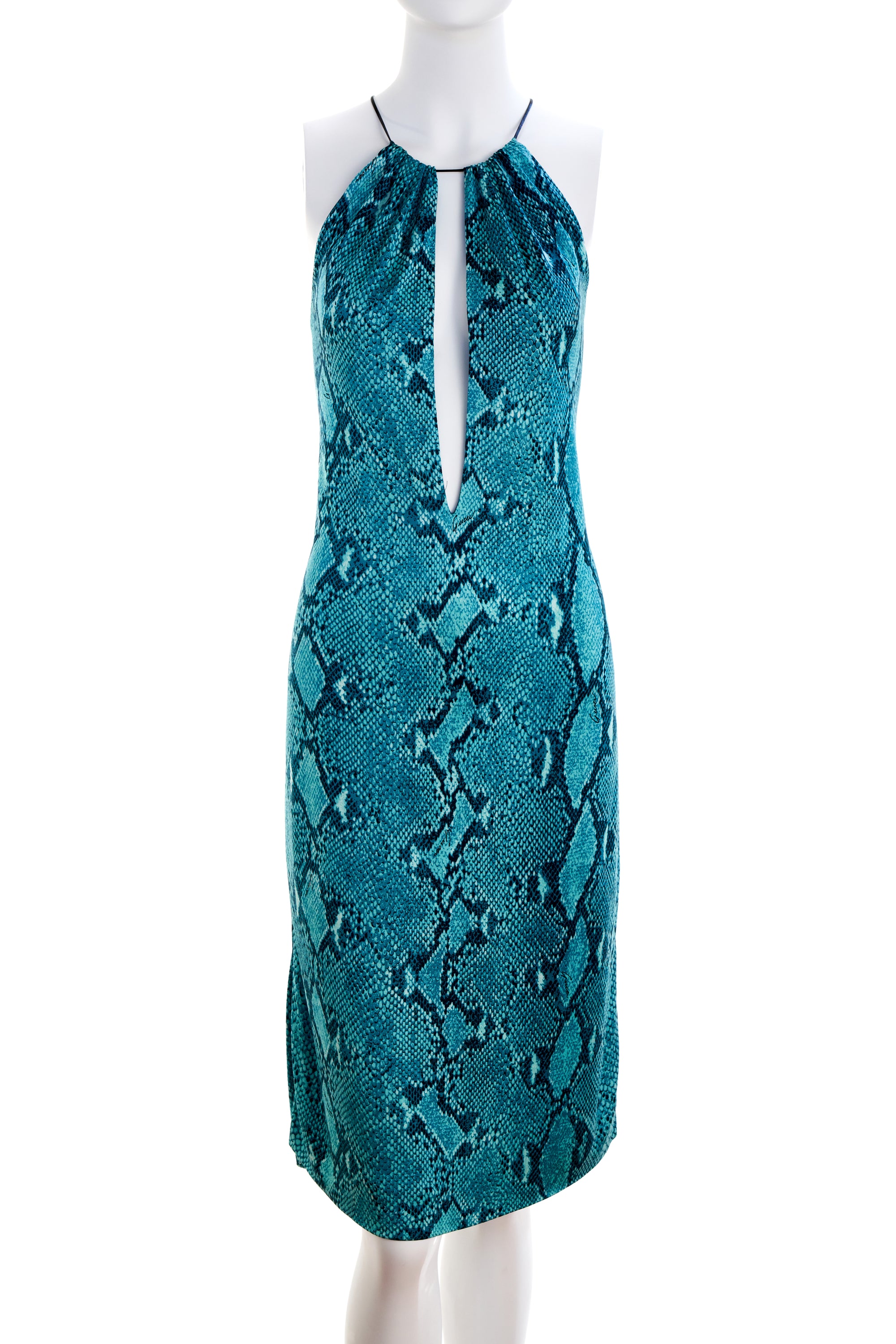 Gucci Blue Snakeskin Jersey Dress Size 42/6