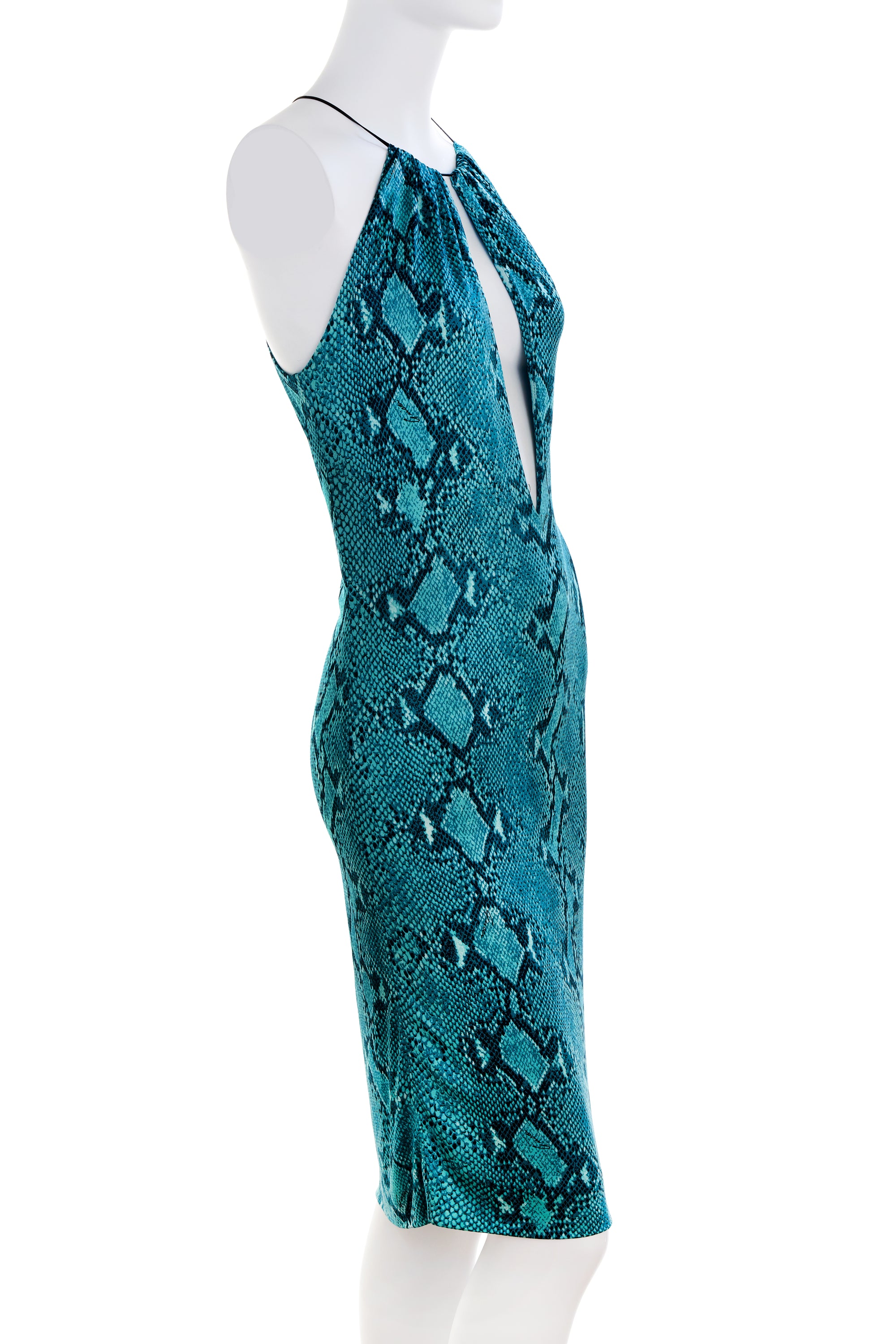 Gucci Blue Snakeskin Jersey Dress Size 42/6