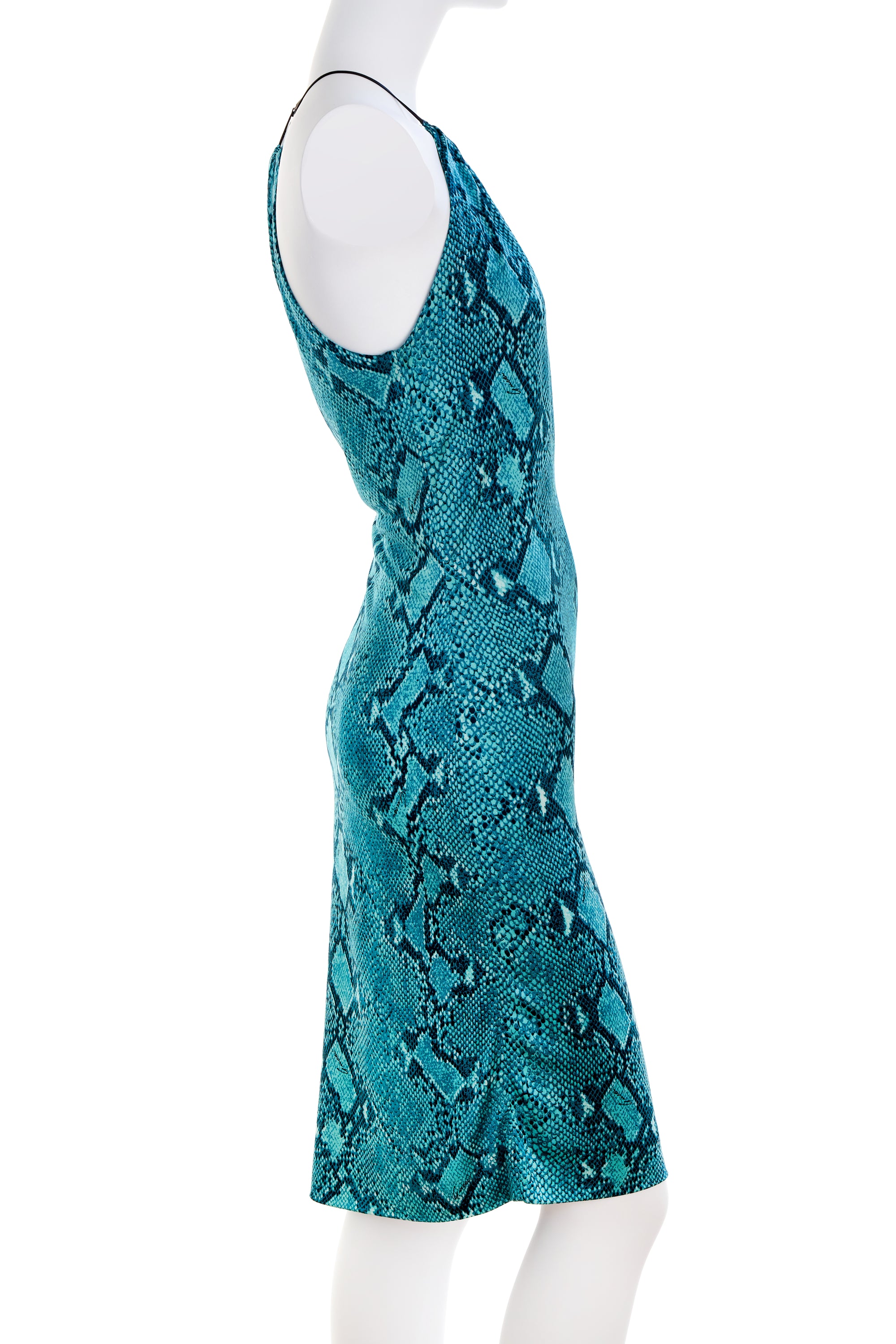 Gucci Blue Snakeskin Jersey Dress Size 42/6