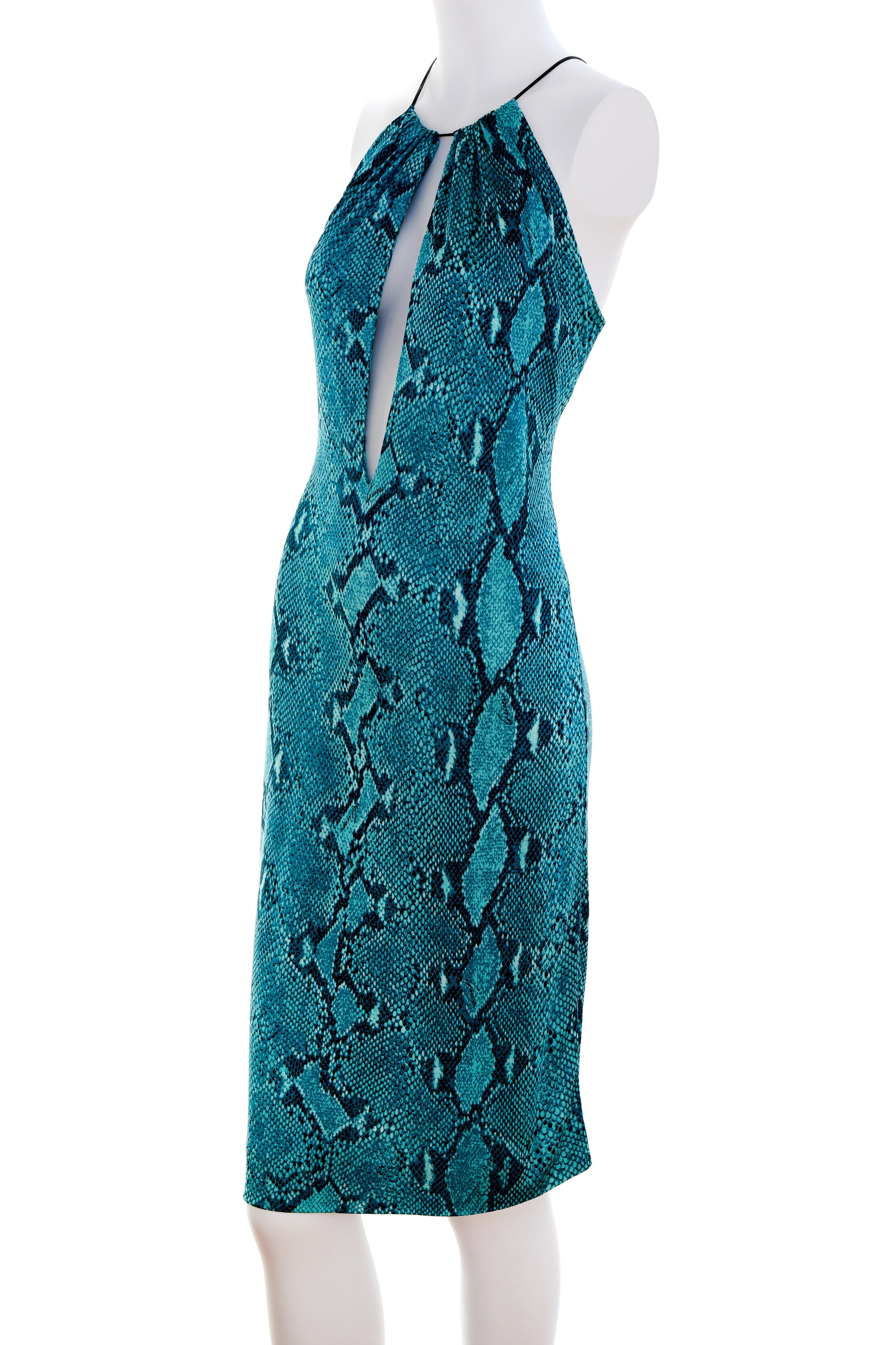 Gucci Blue Snakeskin Jersey Dress Size 42/6