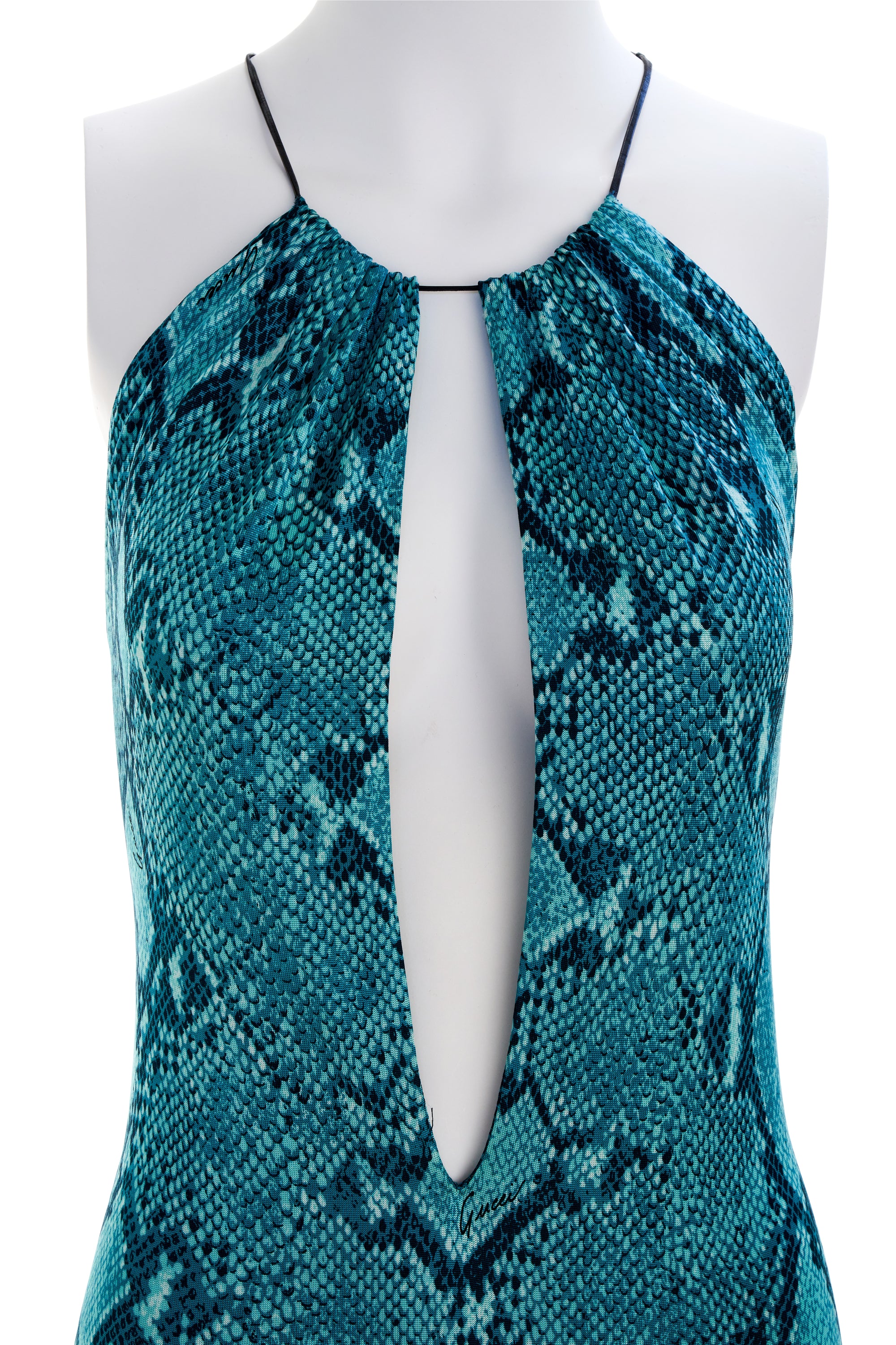 Gucci Blue Snakeskin Jersey Dress Size 42/6