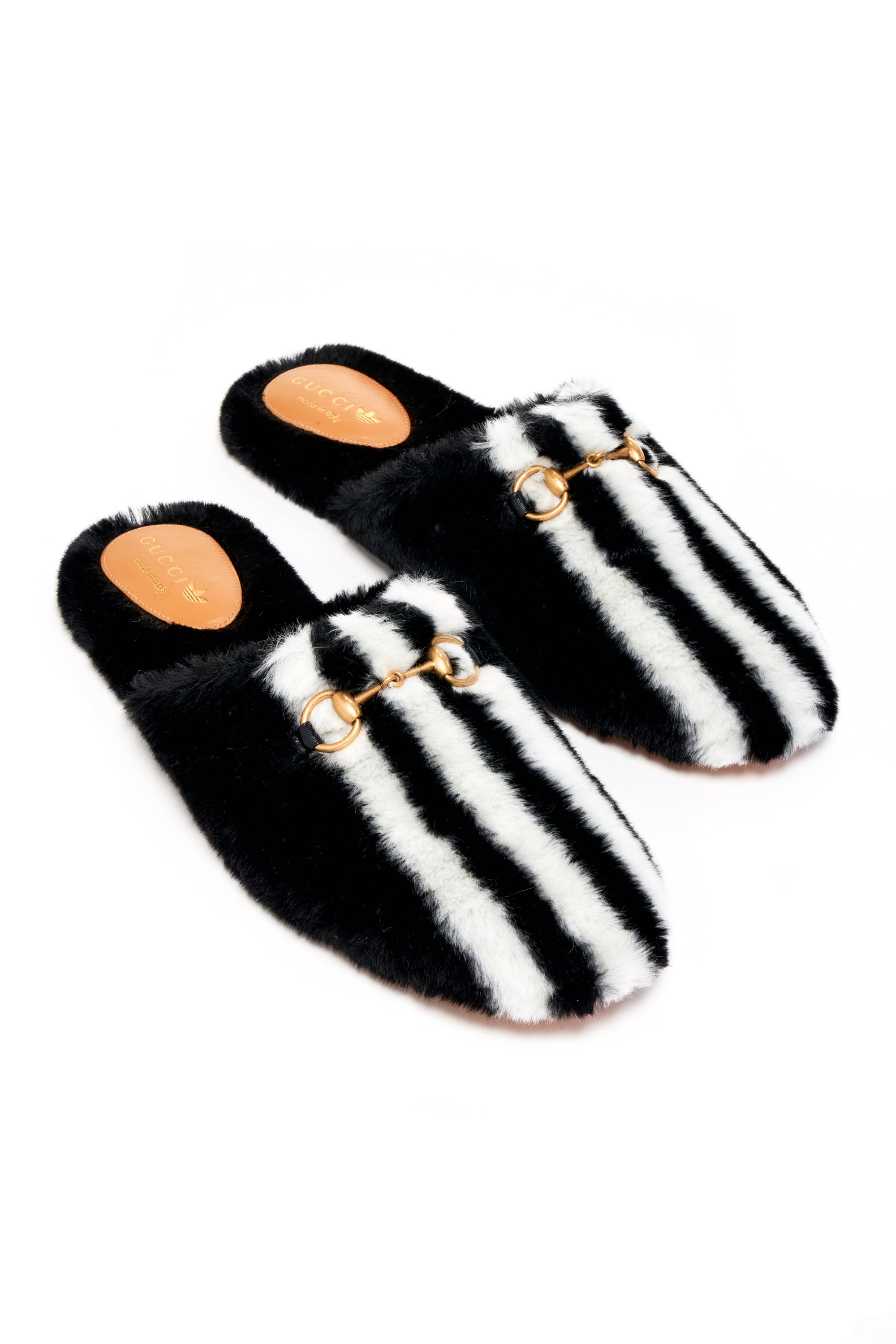 Gucci x Adidas Faux Fur Mule Slides Size 40.5 - Foxy Couture Carmel Gucci x Adidas Faux Fur Mule Slides Size 40.5 - Foxy Couture Carmel