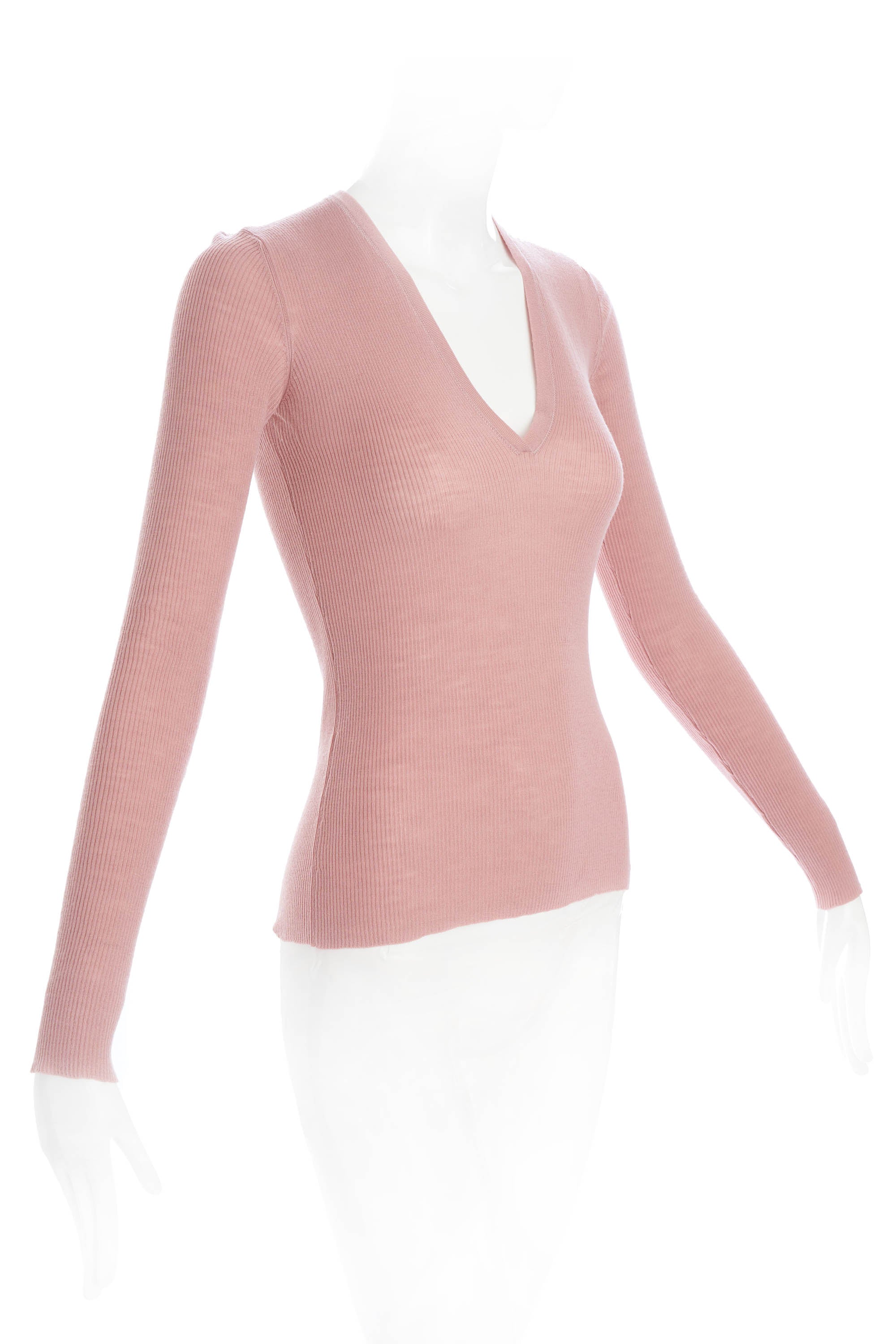 Gucci Dusty Rose Knit Long Sleeve Top Size M