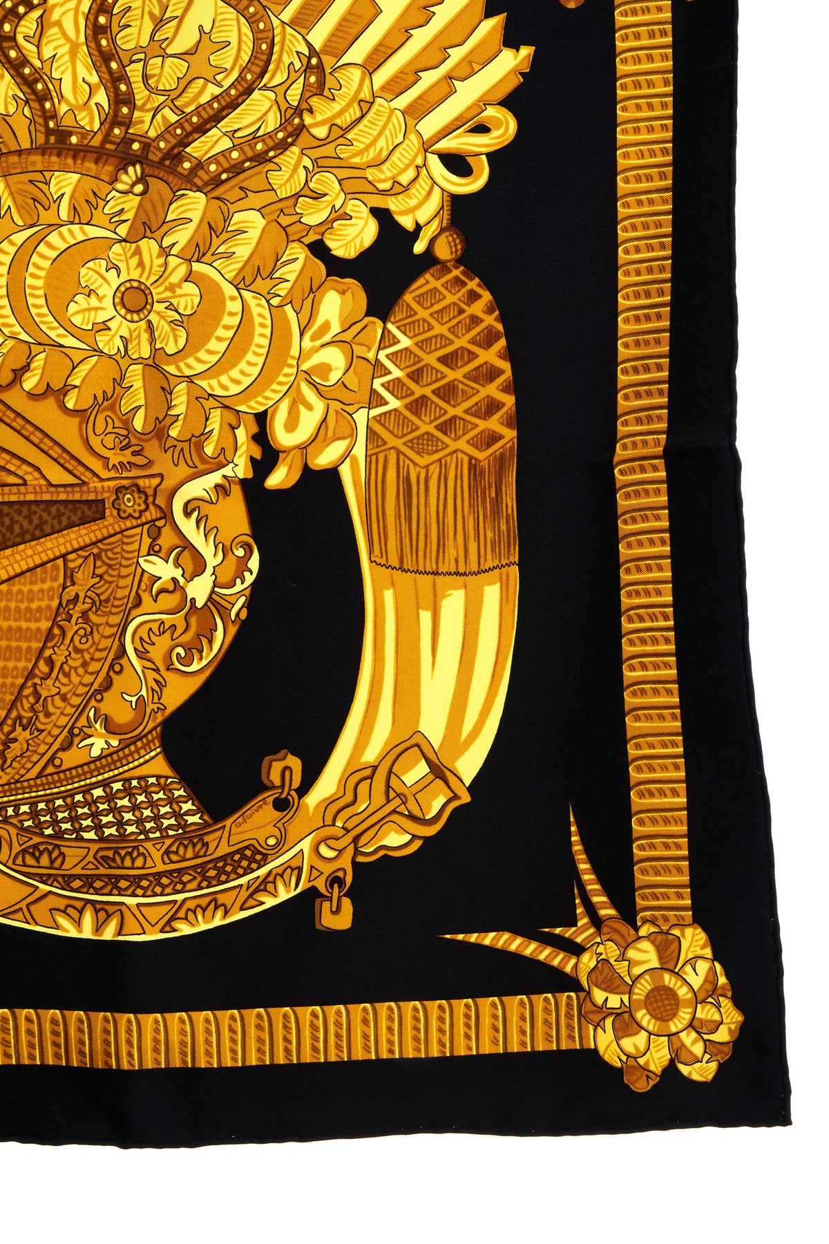 Hermes Silk Scarf 90cm Black &quot;Armets Ponache&quot;