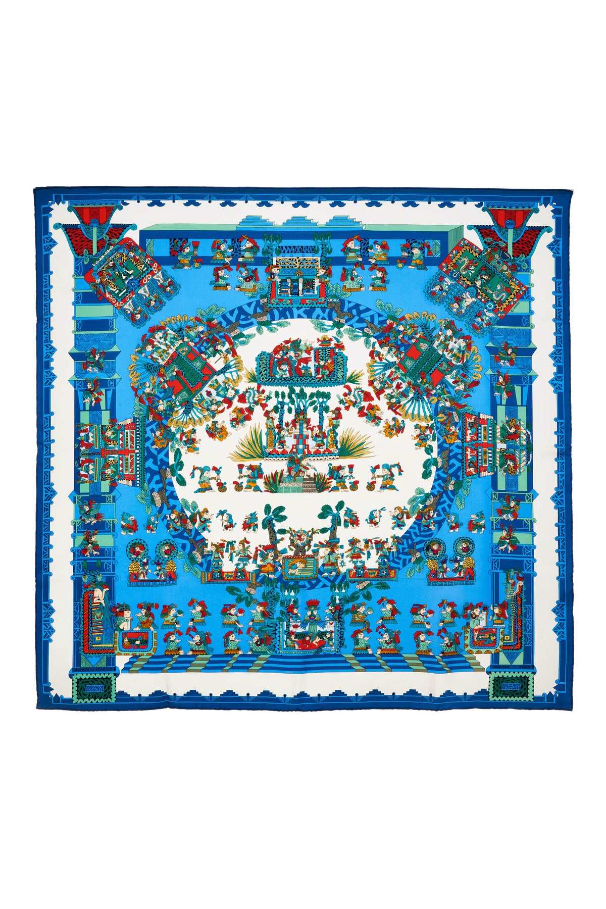 Hermes Silk Scarf 90cm Blue &quot;Astres et Soleils&quot;