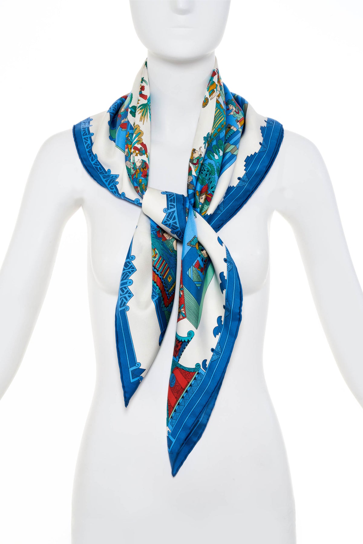 Hermes Silk Scarf 90cm Blue &quot;Astres et Soleils&quot;