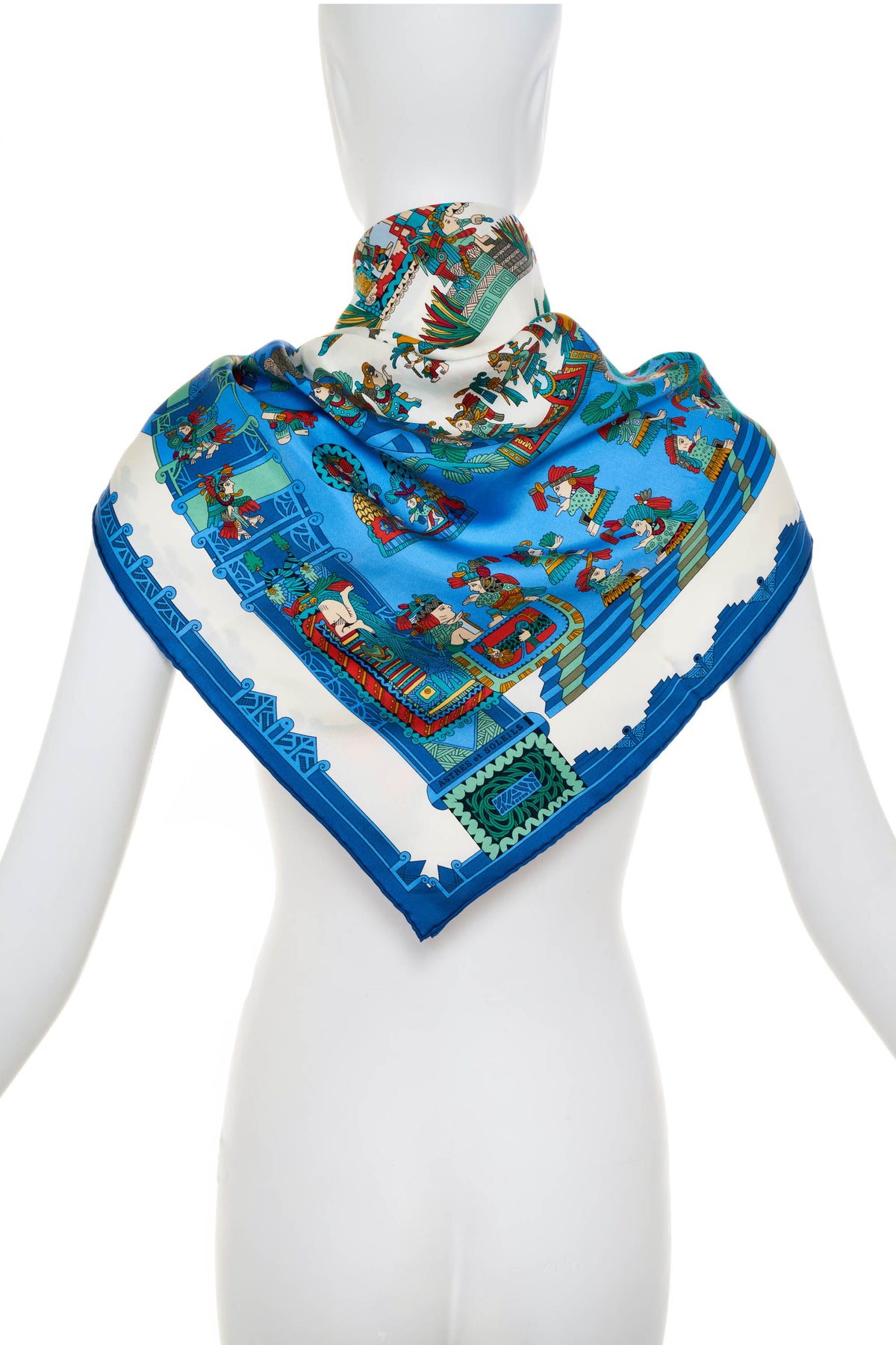 Hermes Silk Scarf 90cm Blue &quot;Astres et Soleils&quot;