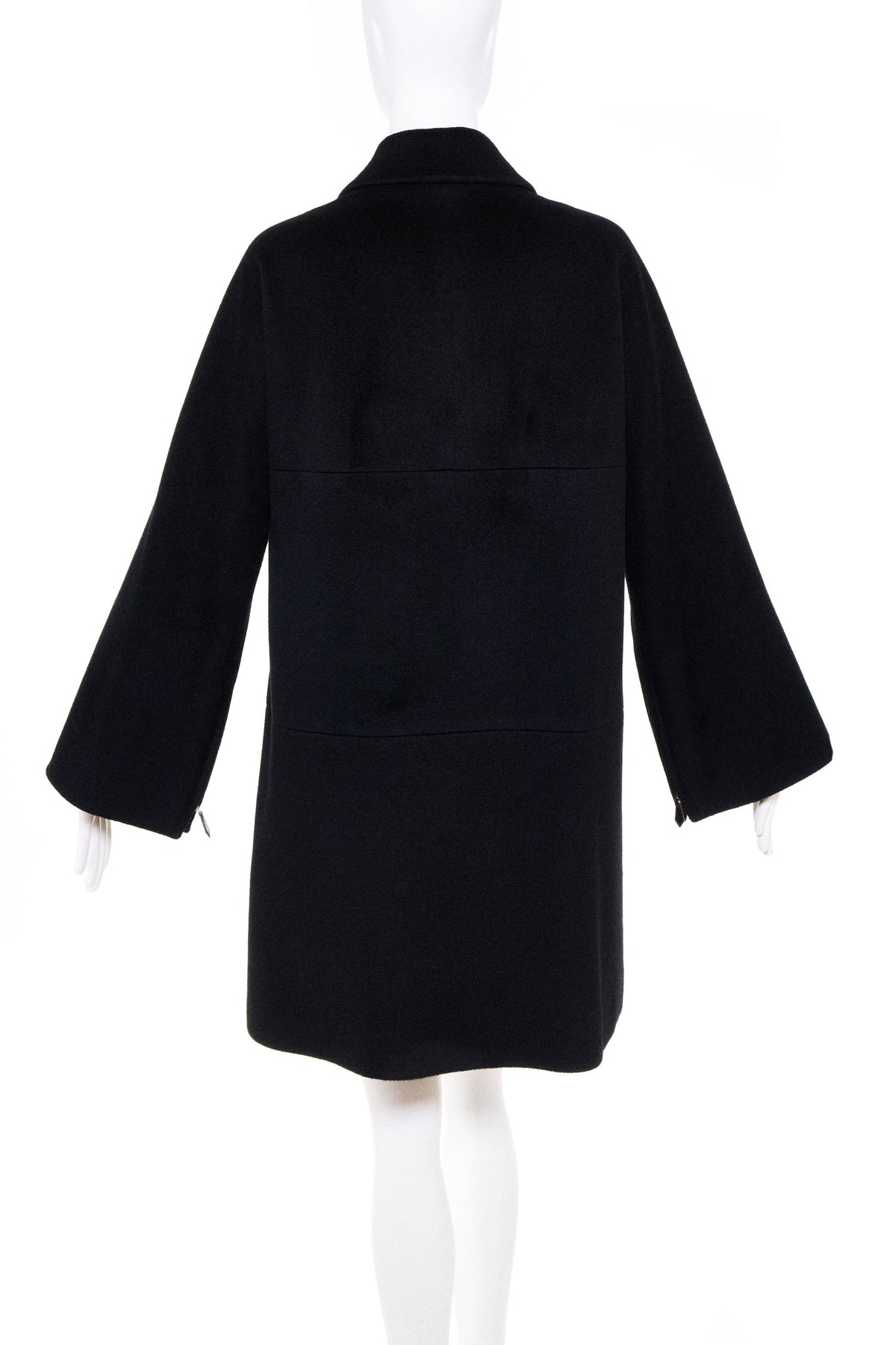 Hermes Black Cashmere Swing Coat Size 36