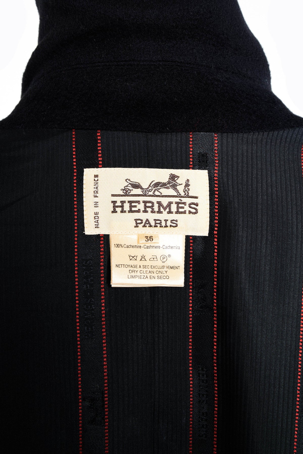 Hermes Black Cashmere Swing Coat Size 36