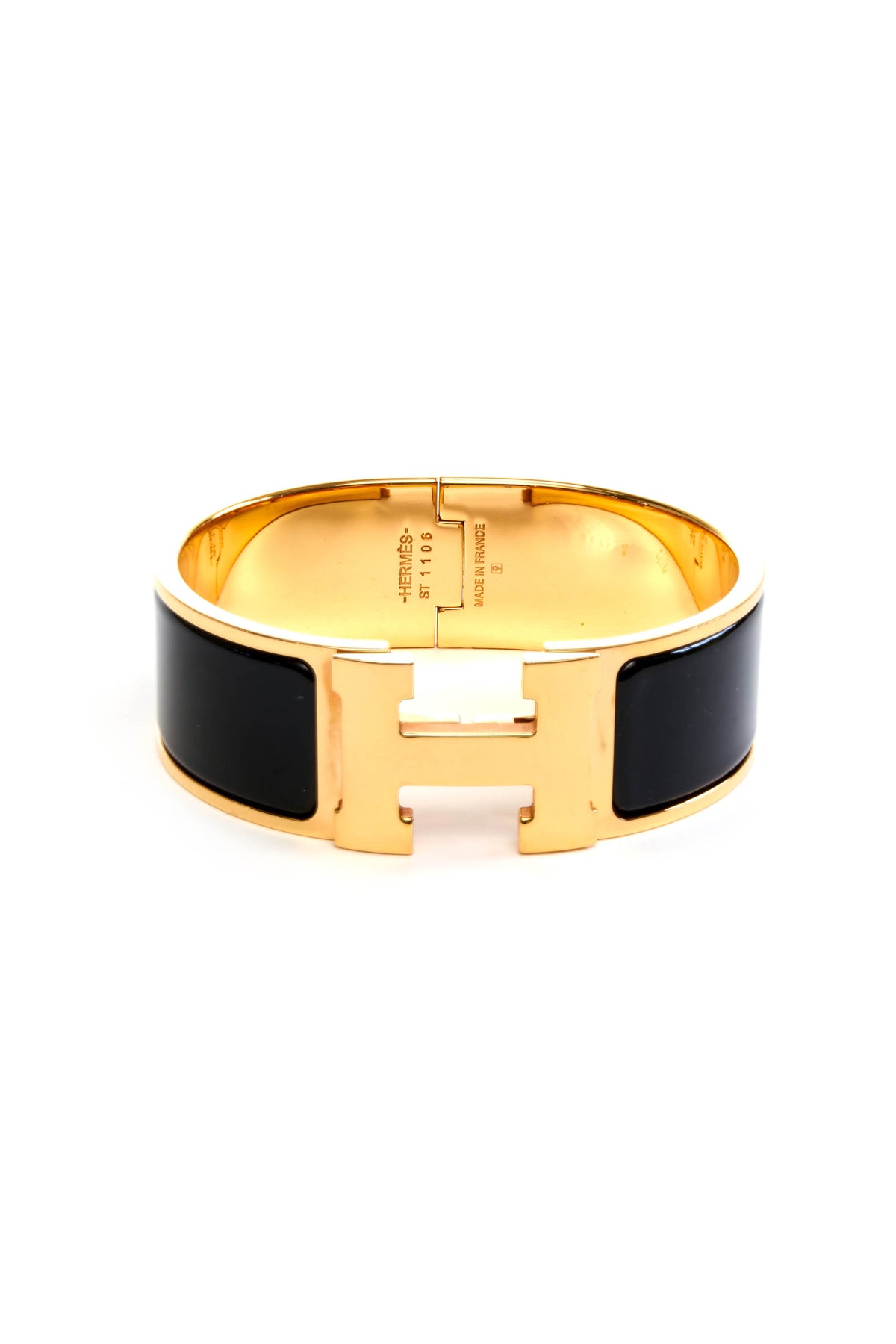 Hermes Black and Gold Clic-Clac Bracelet 18k gold