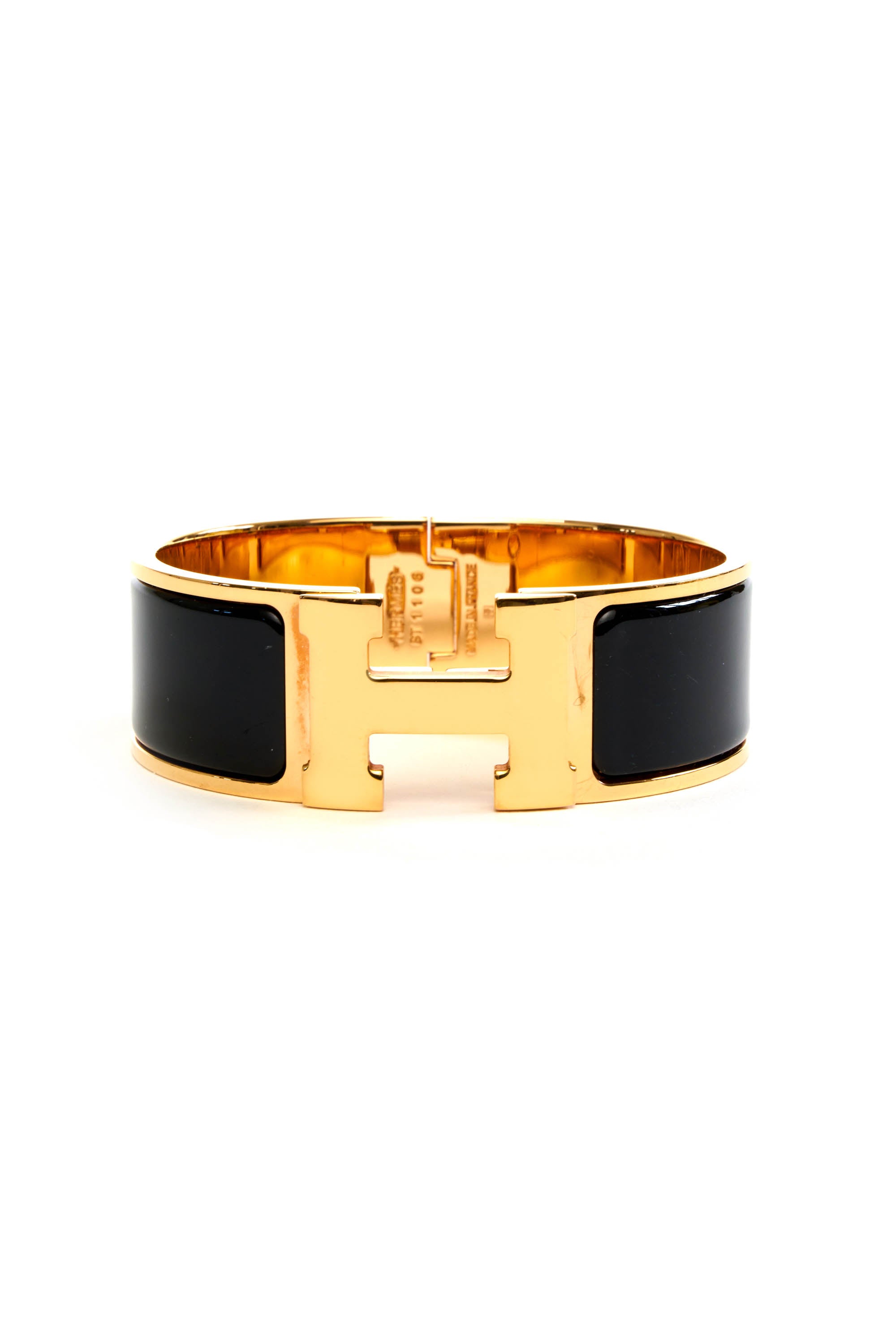 Hermes Black and Gold Clic-Clac Bracelet 18k gold