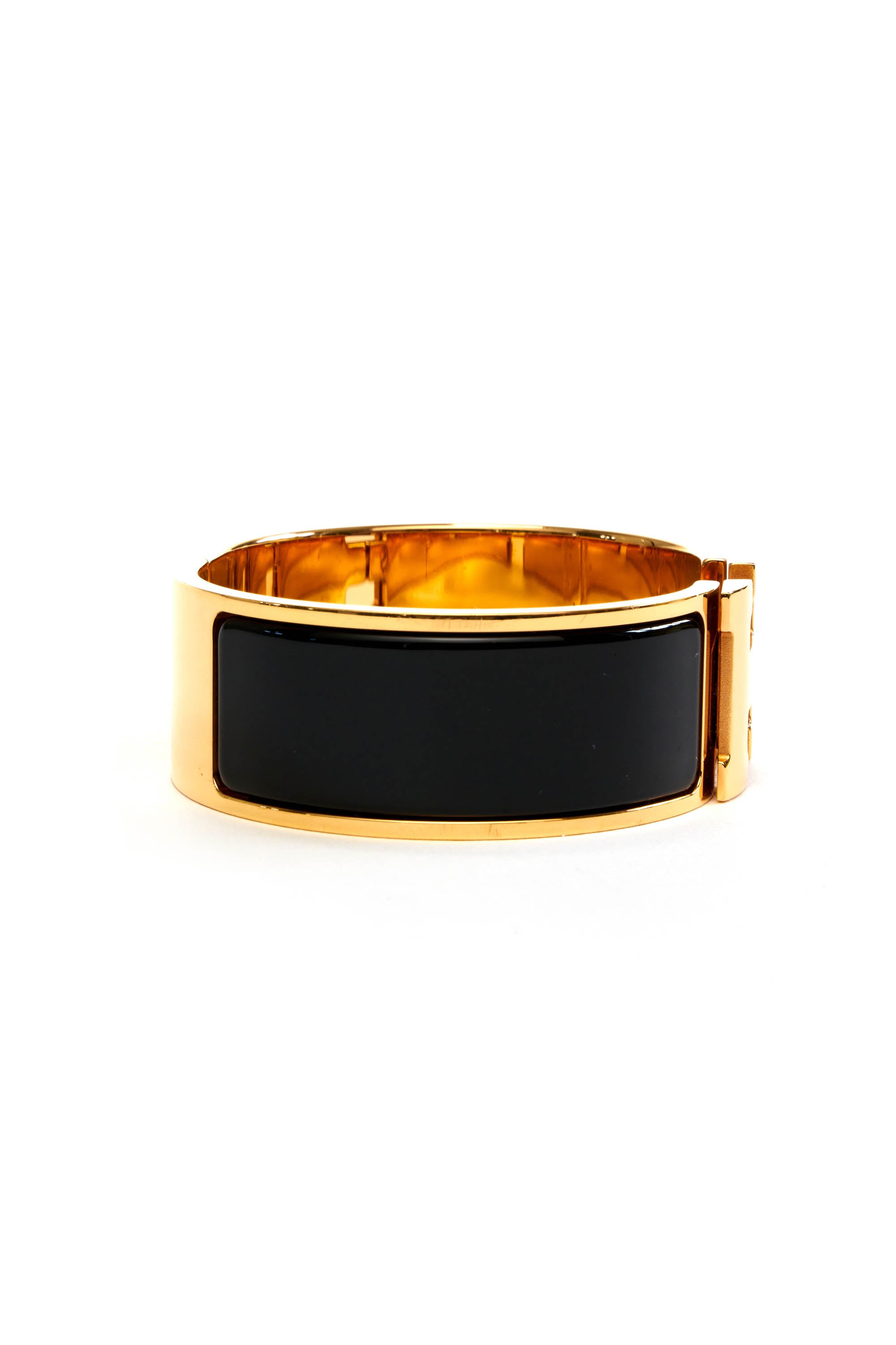 Hermes Black and Gold Clic-Clac Bracelet 18k gold