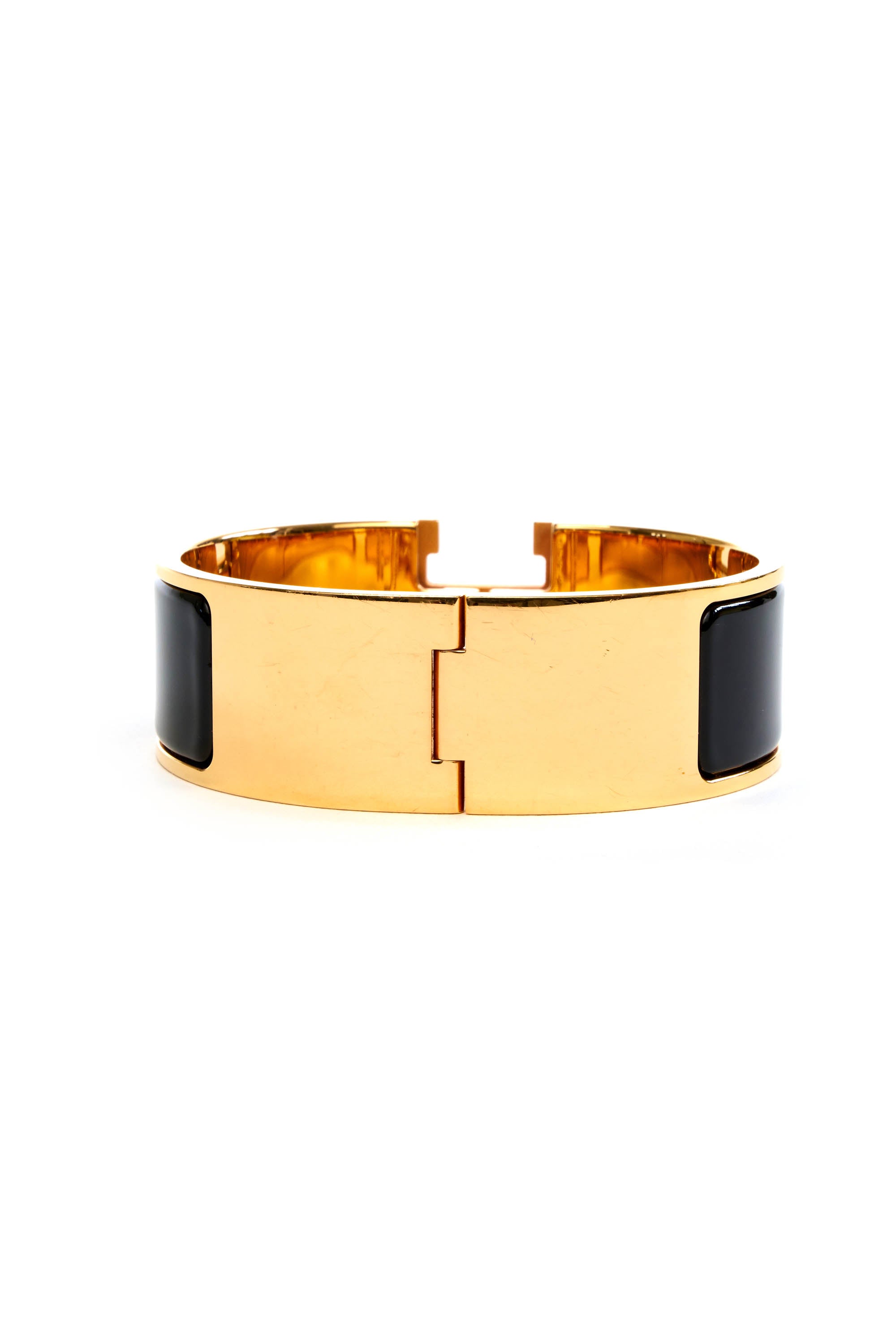 Hermes Black and Gold Clic-Clac Bracelet 18k gold