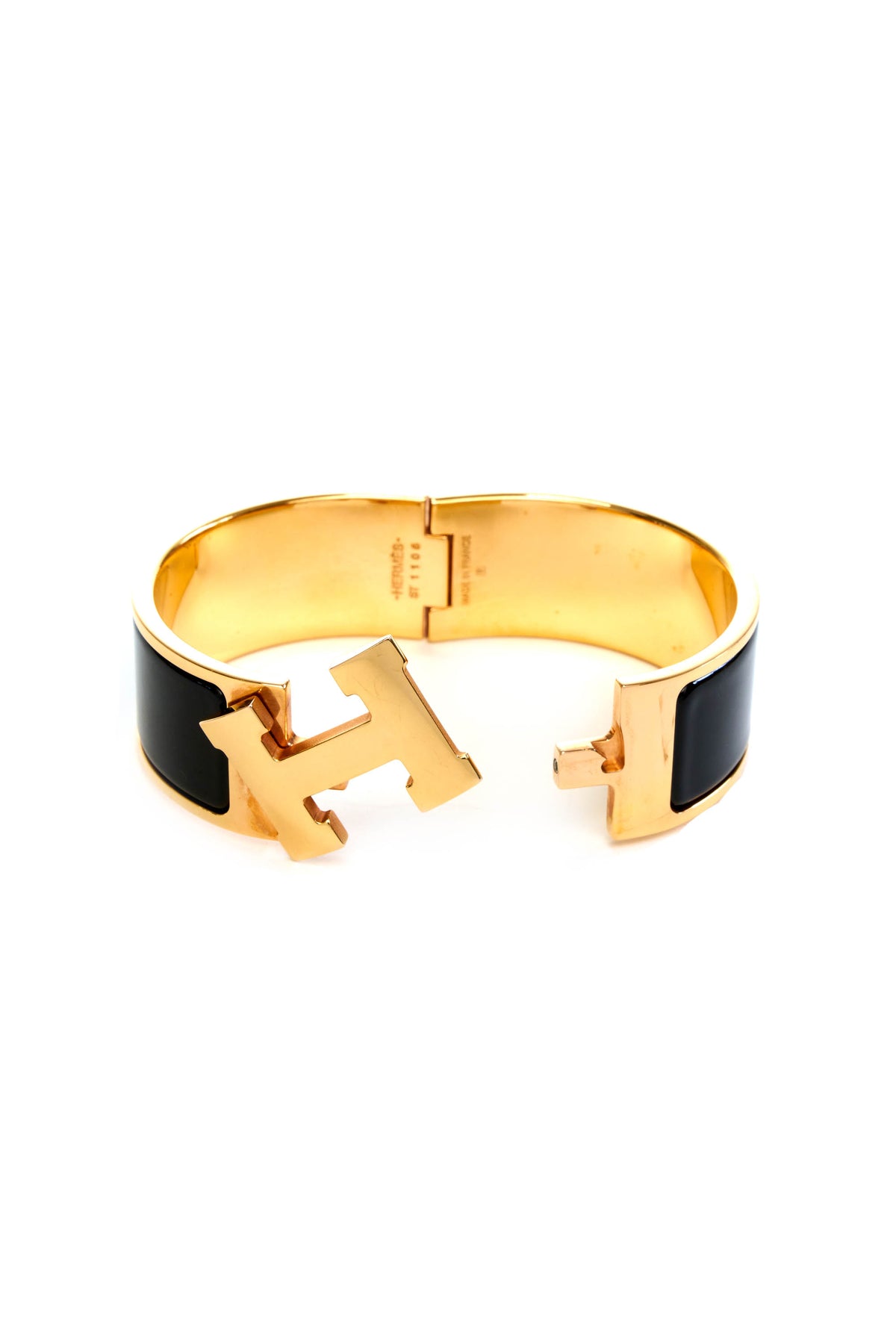 Hermes Black and Gold Clic-Clac Bracelet 18k gold