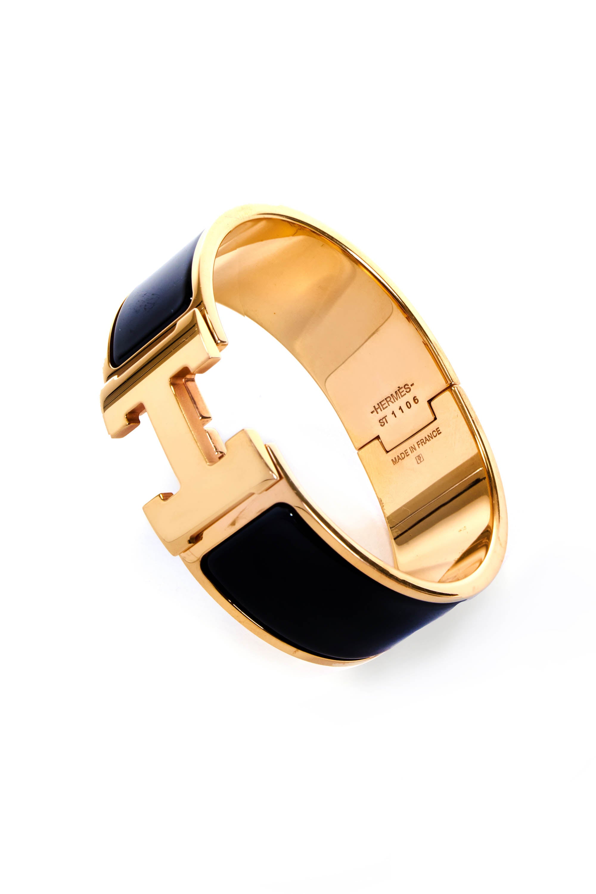 Hermes Black and Gold Clic-Clac Bracelet 18k gold