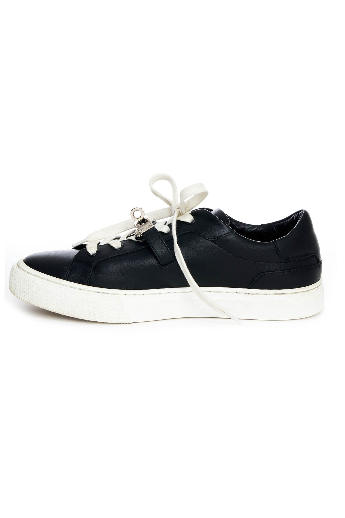 Hermes Black and White Leather Kelly Sneakers Size 38