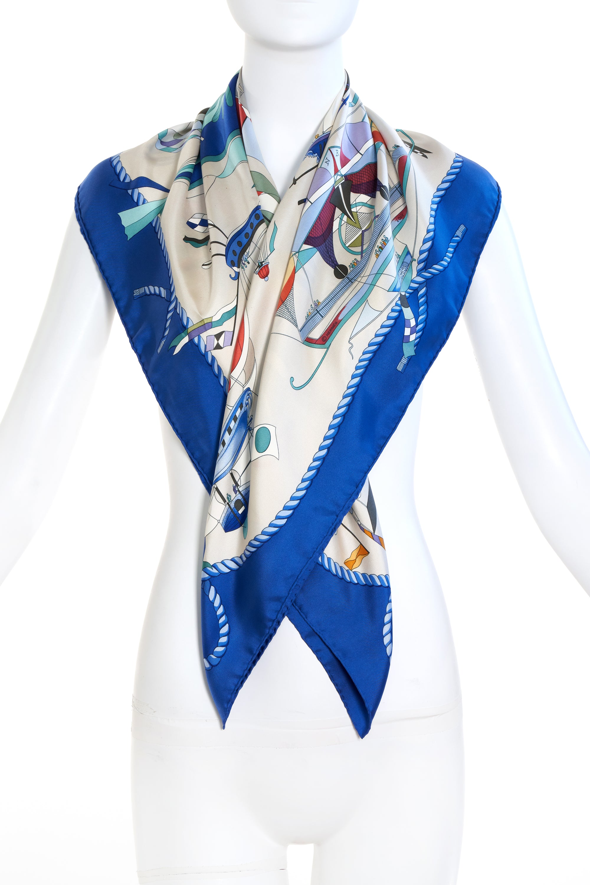 Hermes Silk Scarf "Blue les Folies Du Ciel" 90cm