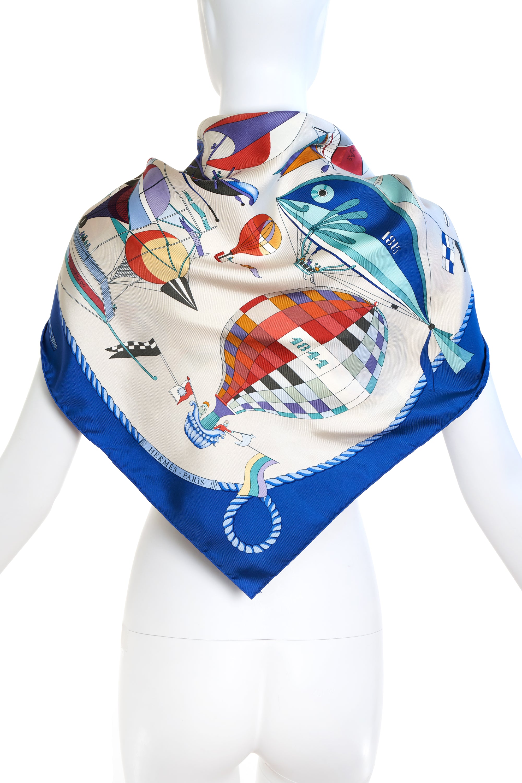 Hermes Silk Scarf "Blue les Folies Du Ciel" 90cm