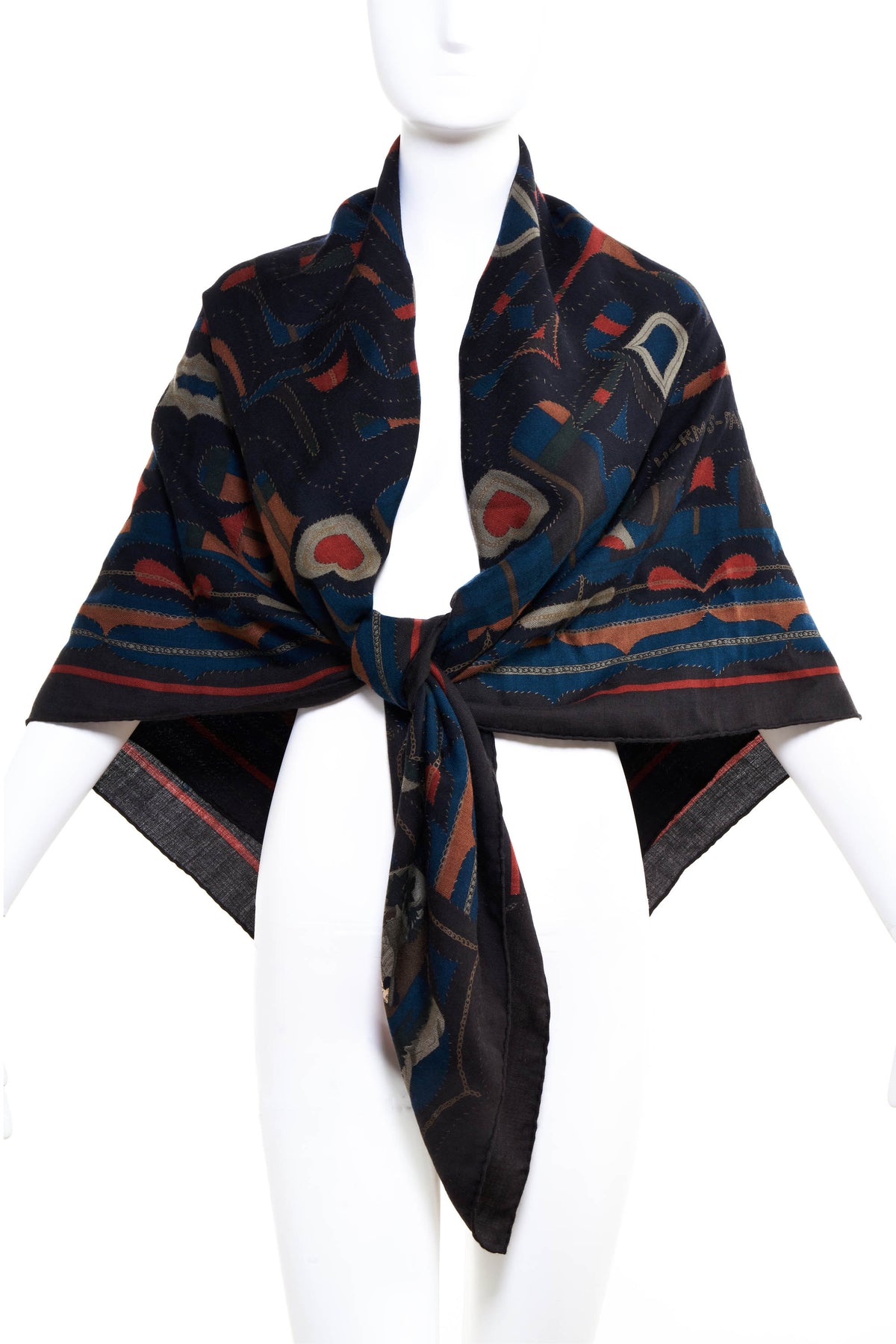 Hermes &quot;Esprit Anjou&quot; Charcoal Silk and Cashmere Shawl 140cm