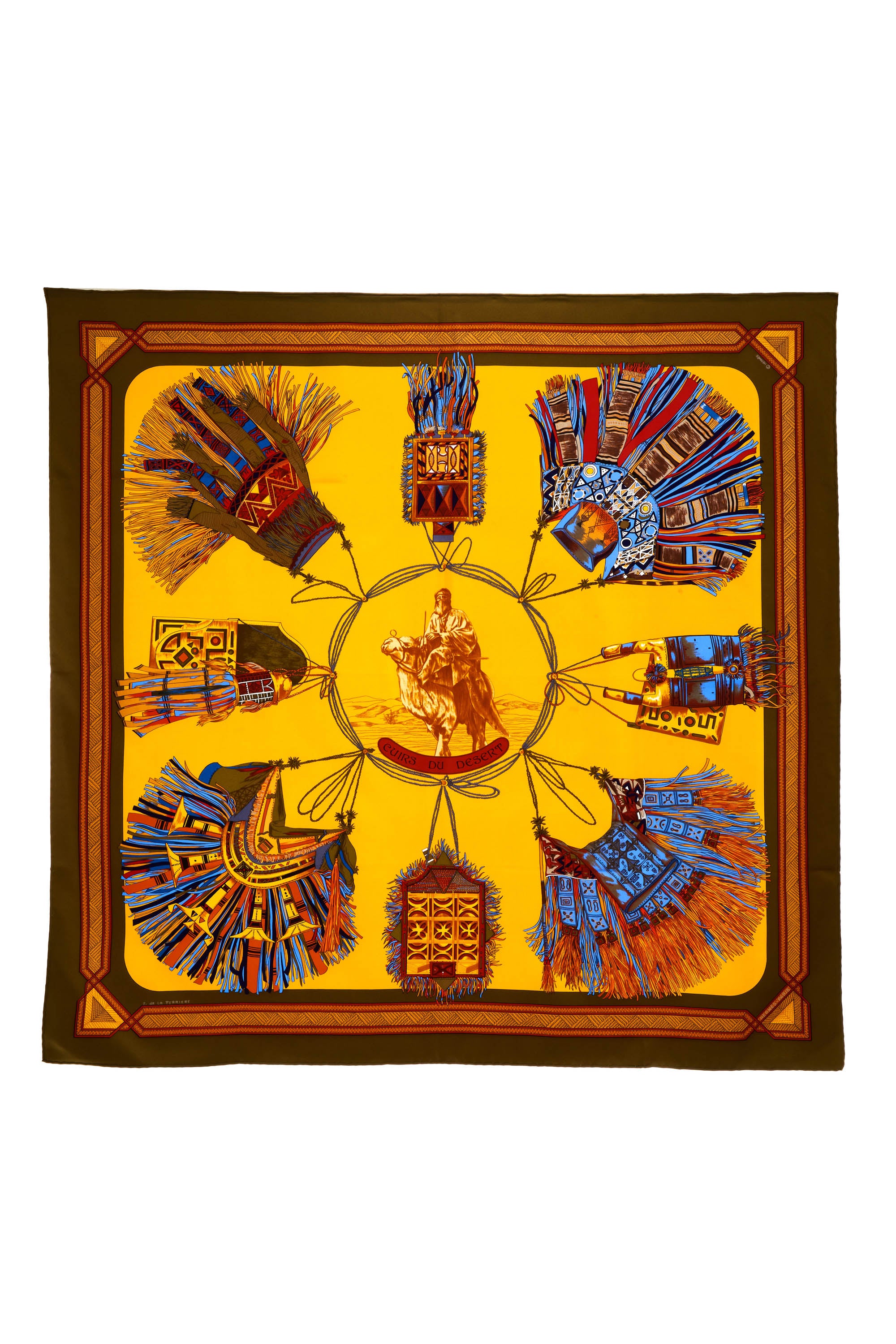 HERMÈS スカーフ CUIRS DU DESERT Hermes Silk Scarf 90cm 