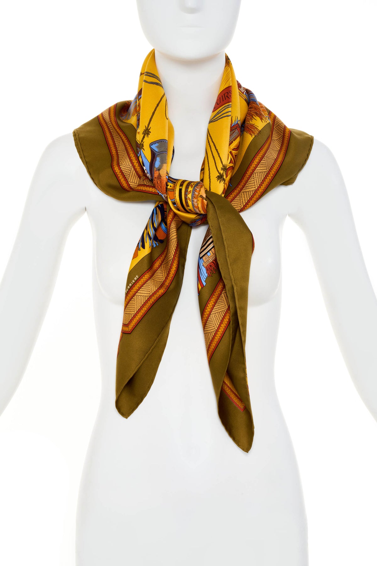 Hermes Silk Scarf 90cm &quot;Cuirs du desert&quot;