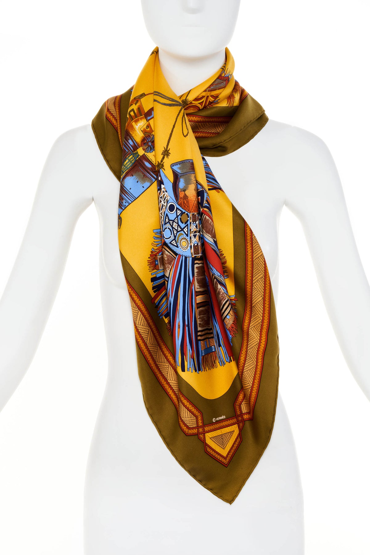 Hermes Silk Scarf 90cm &quot;Cuirs du desert&quot;