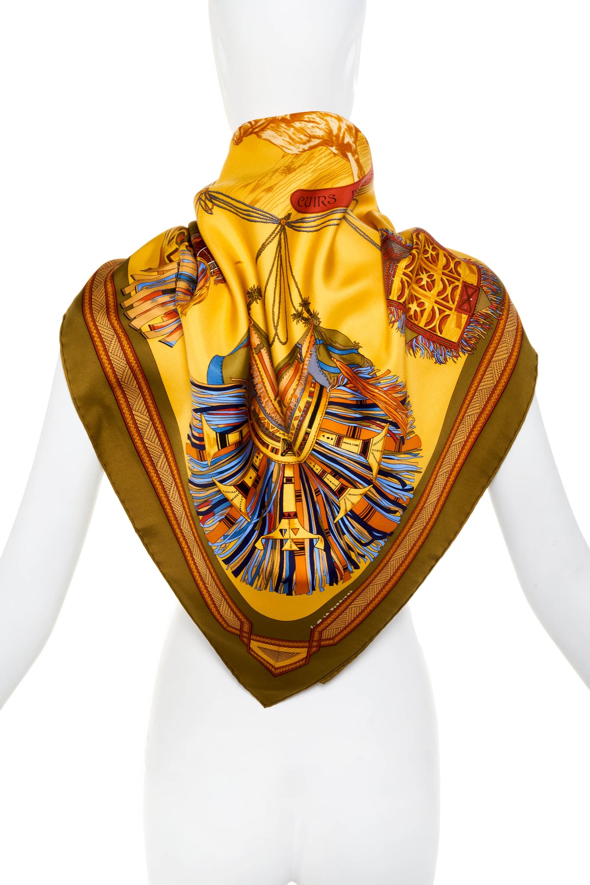 Hermes Silk Scarf 90cm &quot;Cuirs du desert&quot;