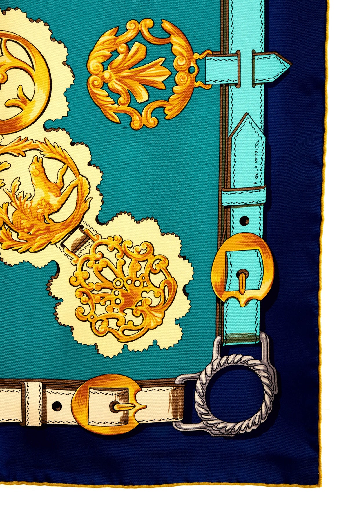 Hermes Silk Scarf 90cm Blue &quot;cuvieres&quot;