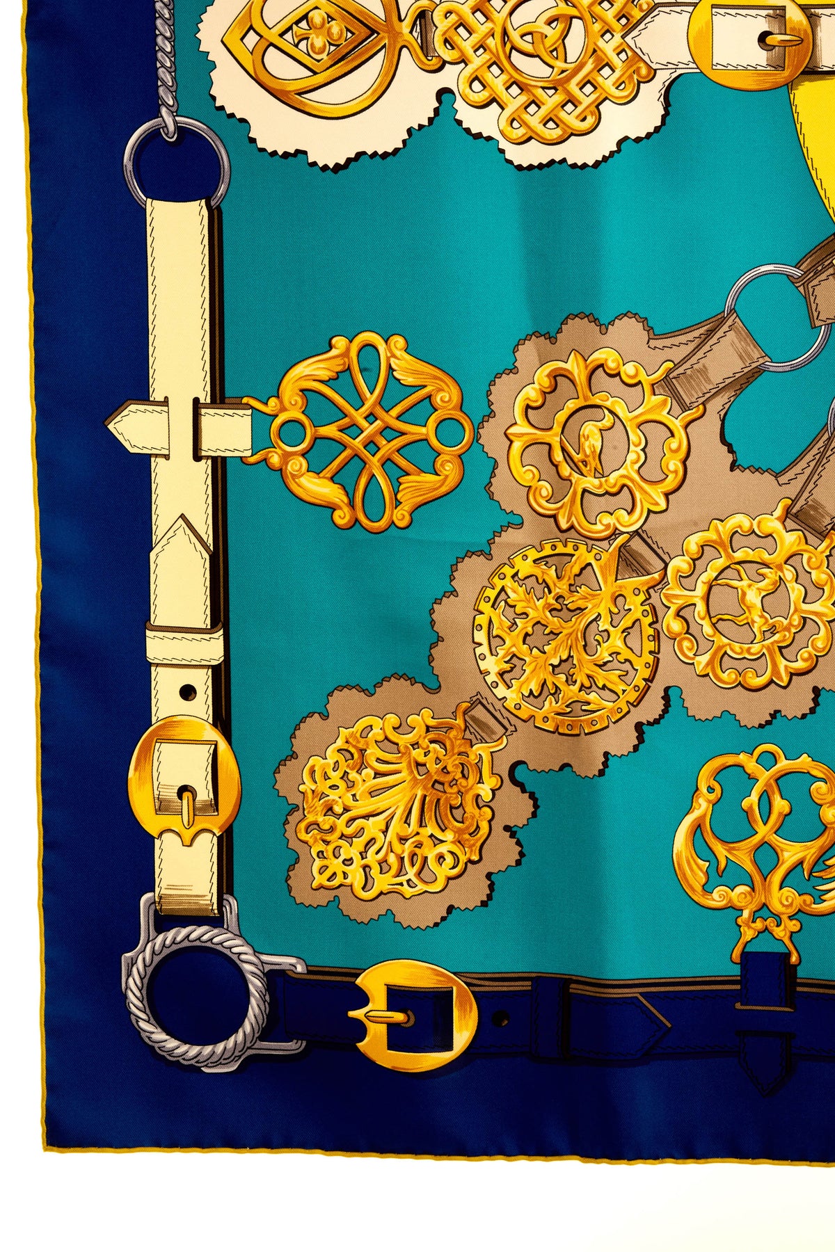 Hermes Silk Scarf 90cm Blue &quot;cuvieres&quot;