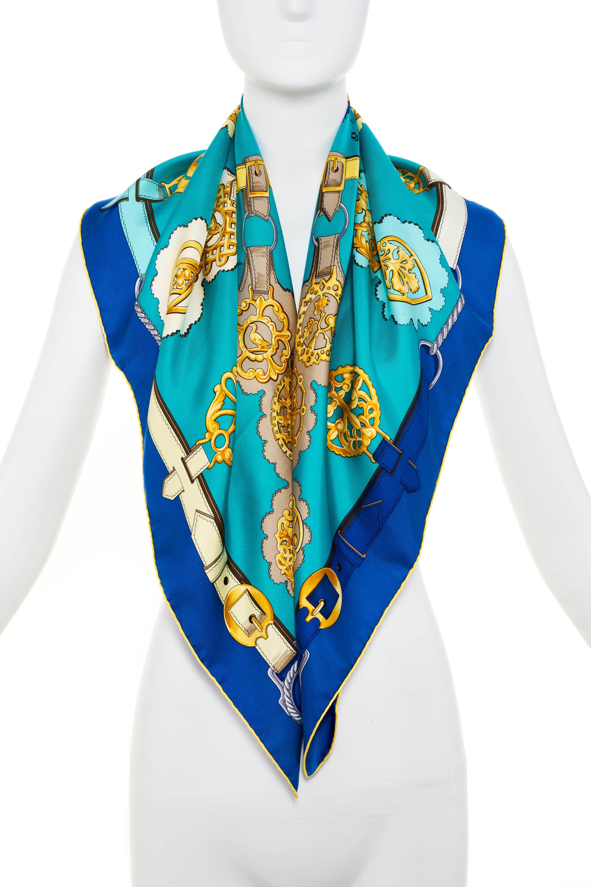 Hermes Silk Scarf 90cm Blue 