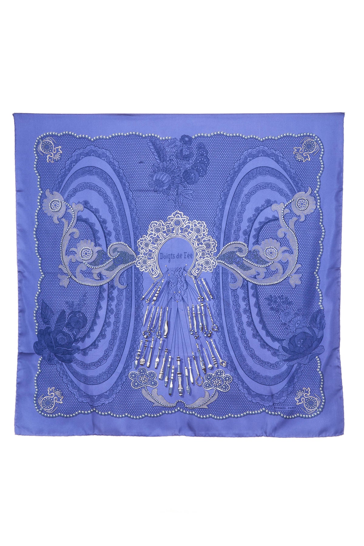 Hermes Silk Scarf 90cm &quot;Doights de fee&quot; Periwinkle