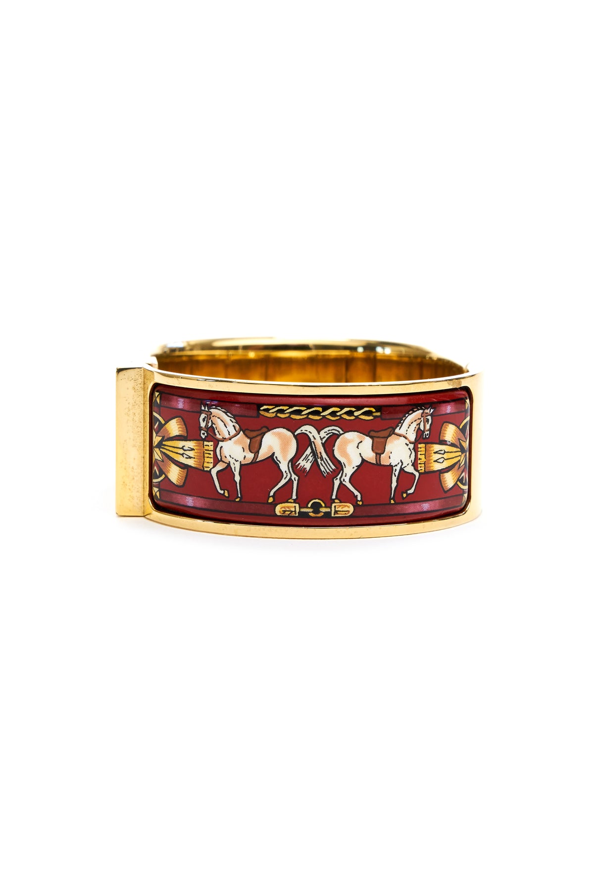 Hermes Vintage Red and Gold Enamel Loquet Watch