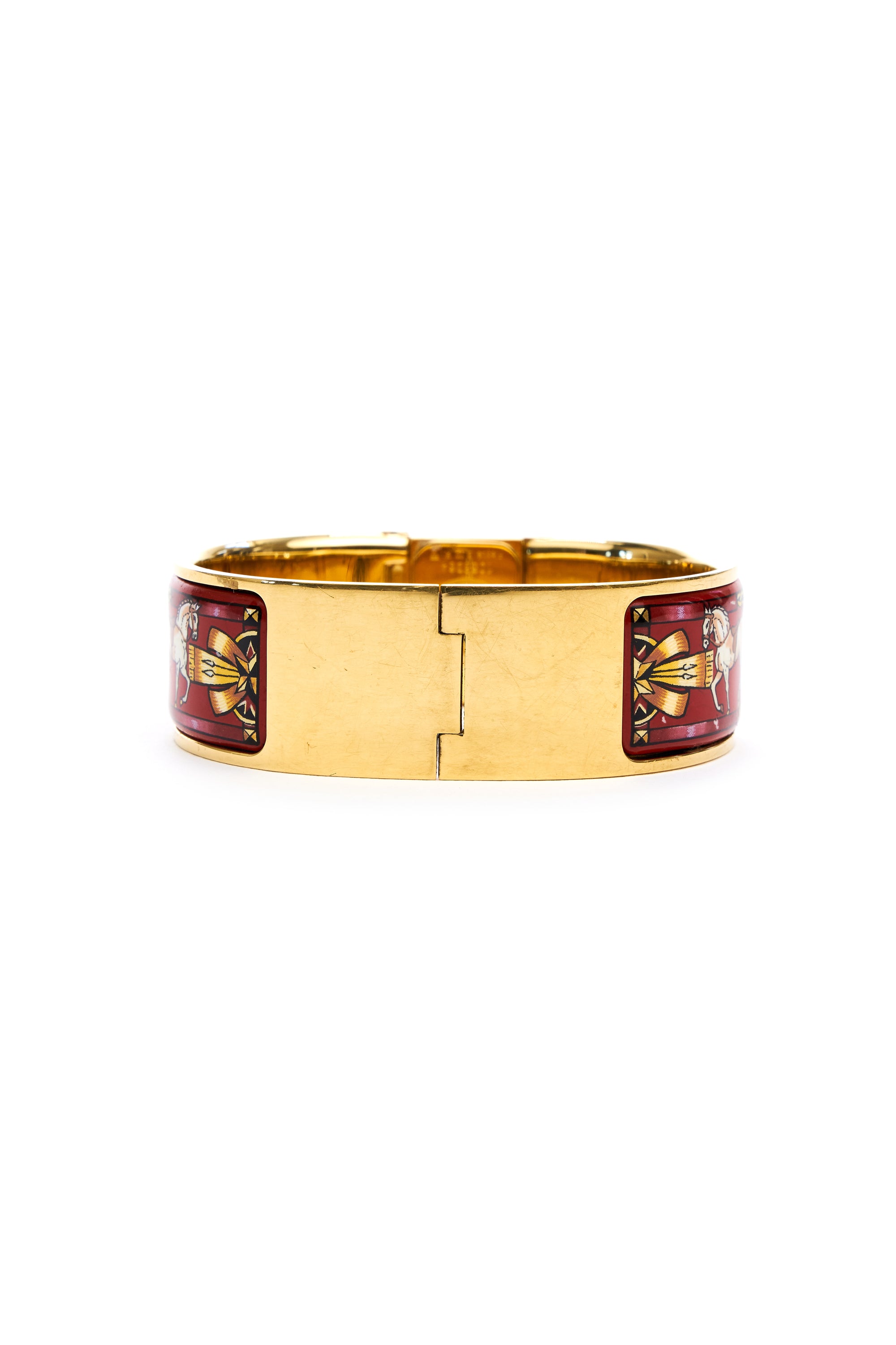 Hermes Vintage Red and Gold Enamel Loquet Watch